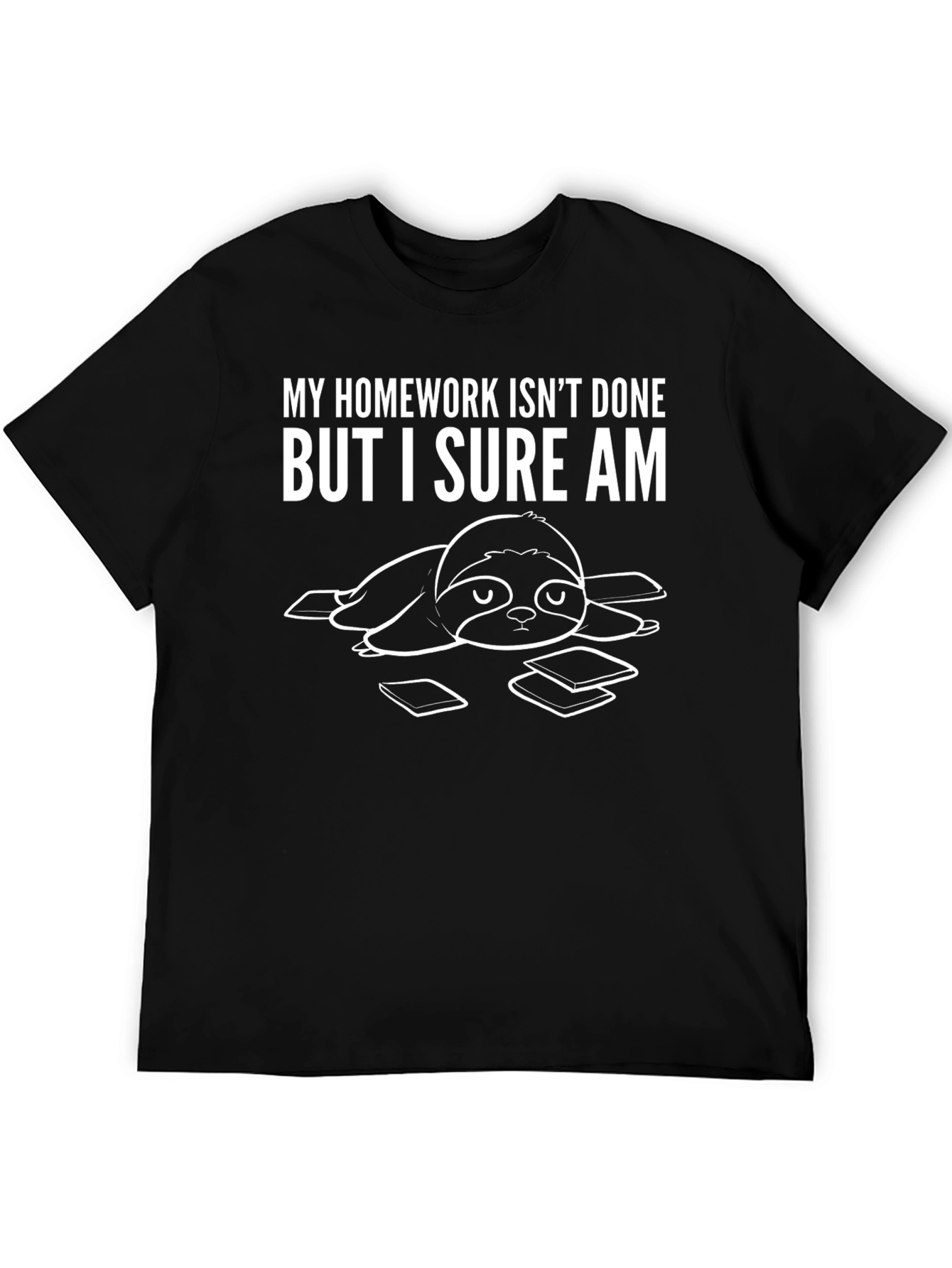Black Funny Sloth Homework T-Shirt - I Sure Am Done! view 5