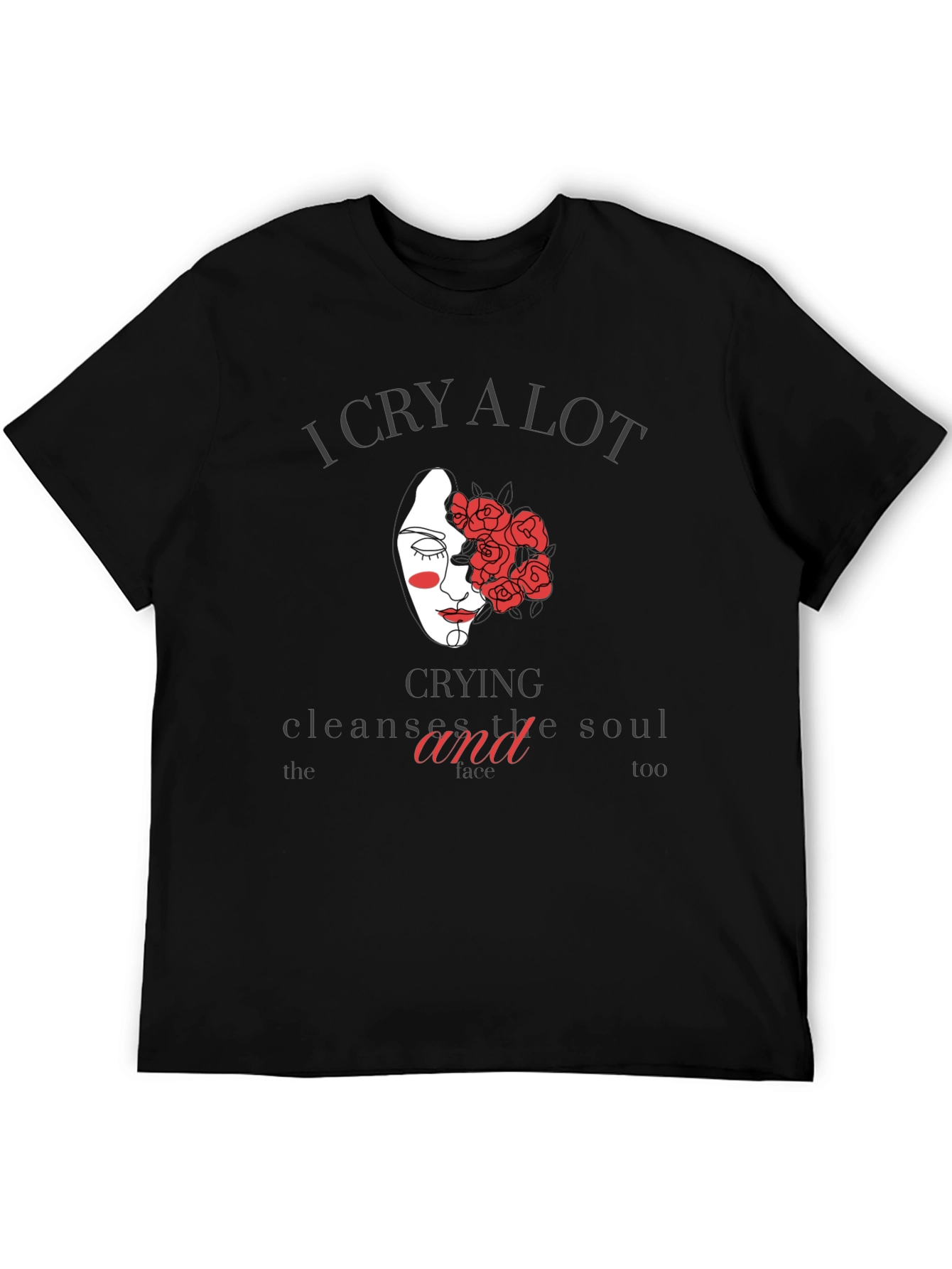 Black I Cry a Lot Graphic Tee - Unisex Comfort Fit view 5