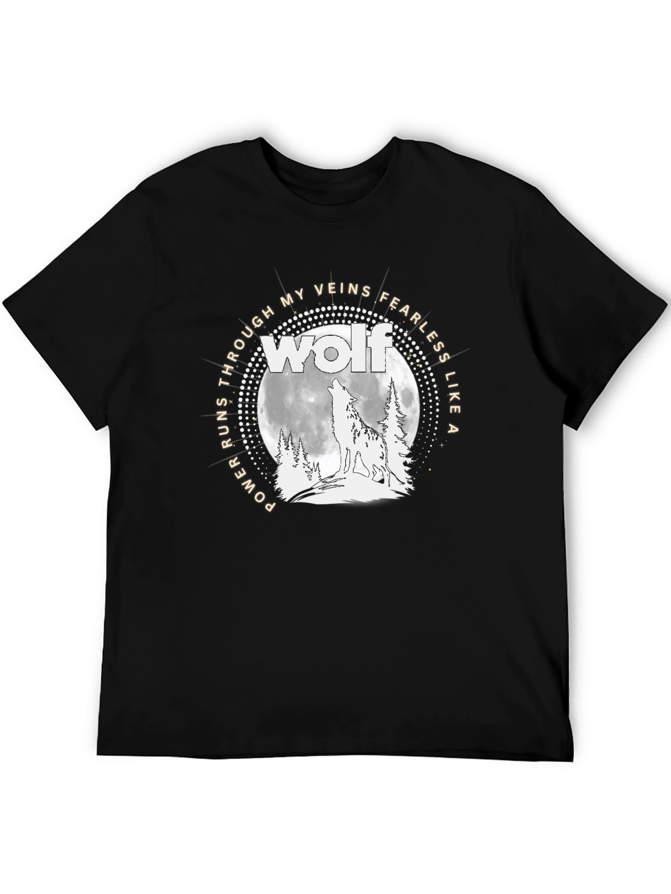 Black Wolf Power T-Shirt - Fearless Like a Wolf view 5