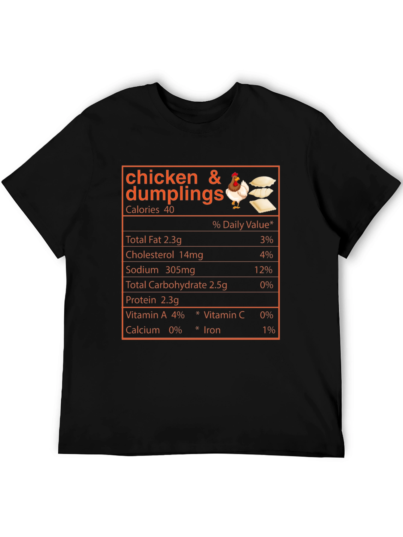 Black Chicken & Dumplings Nutrition Facts Novelty T-Shirt view 5