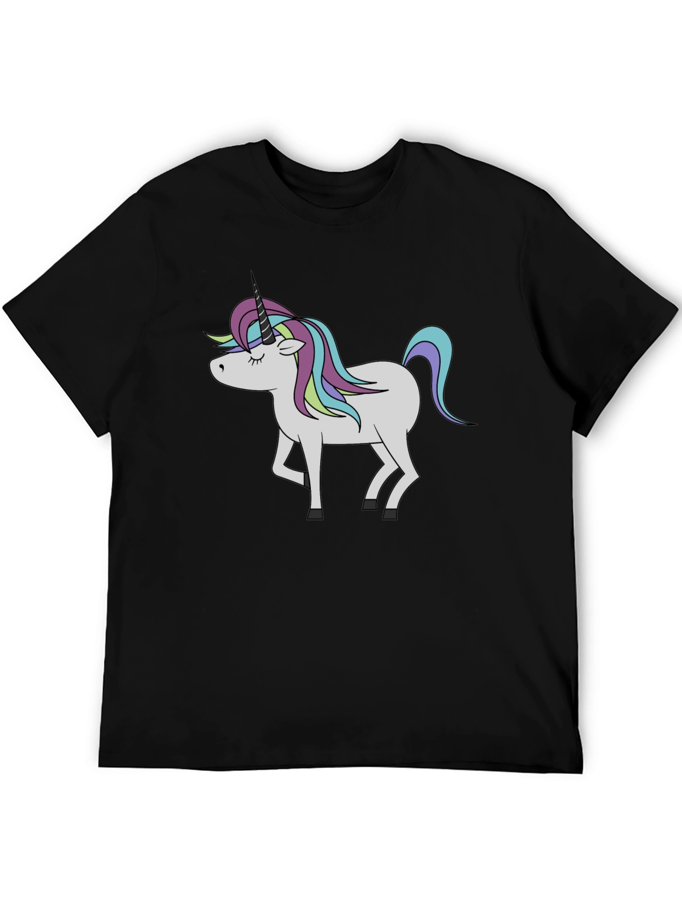 Black Unicorn Graphic Black T-Shirt - Men's Fashion Tee view 5