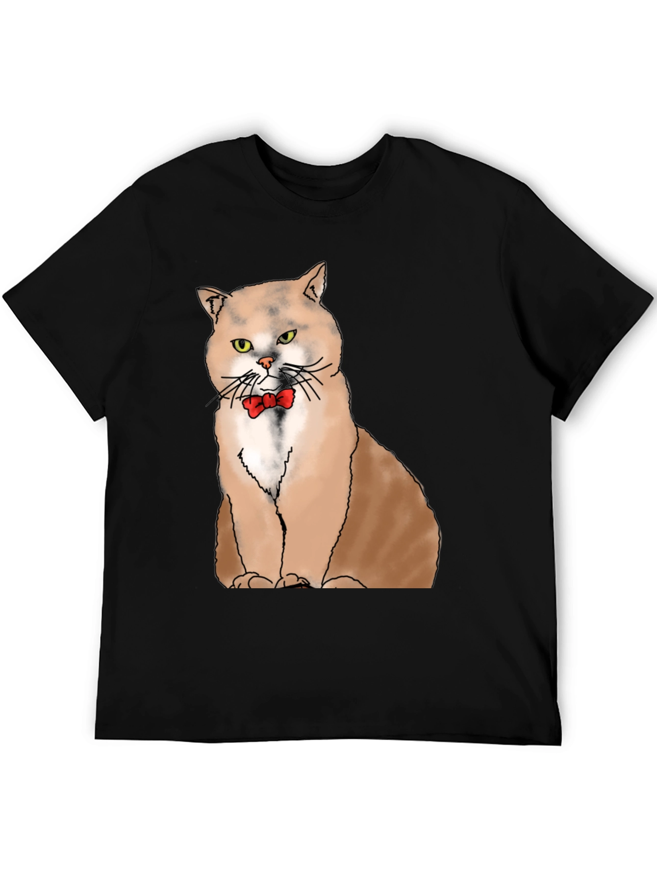 Black Cat with Bowtie Graphic T-Shirt - Black view 5