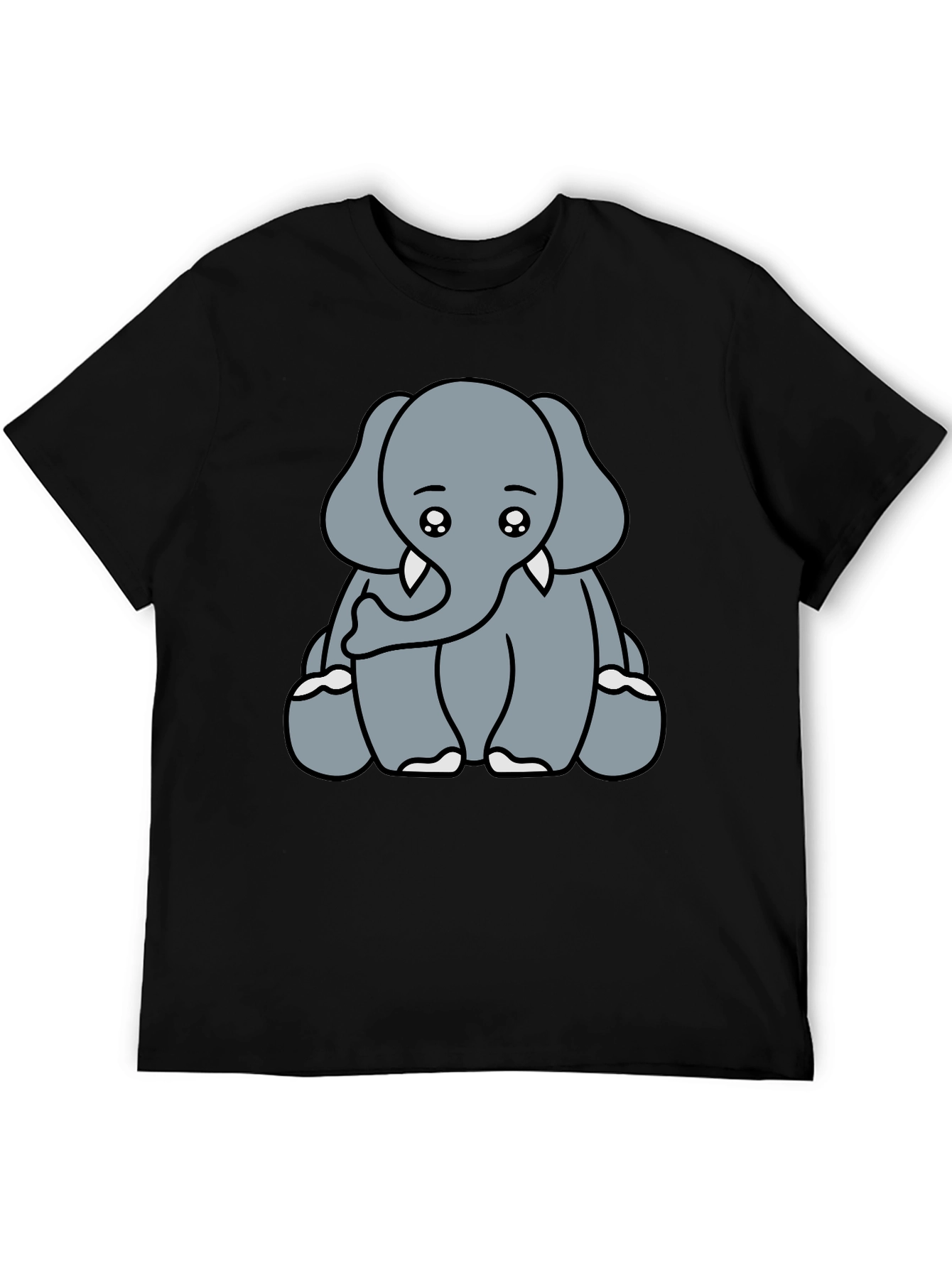 Black Cute Elephant Graphic Tee - Soft Cotton Blend view 5