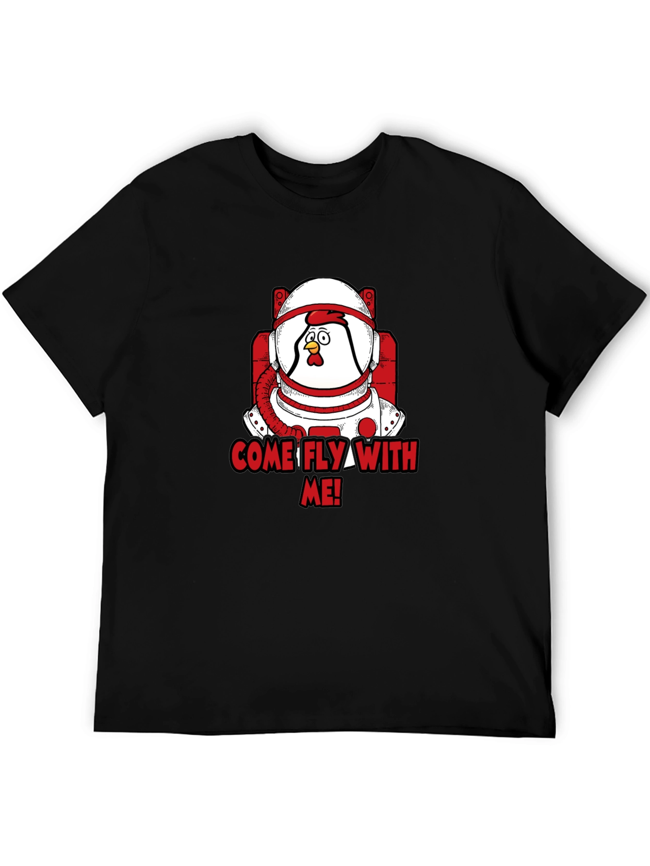 Black Astronaut Chicken T-Shirt - Come Fly With Me! view 5