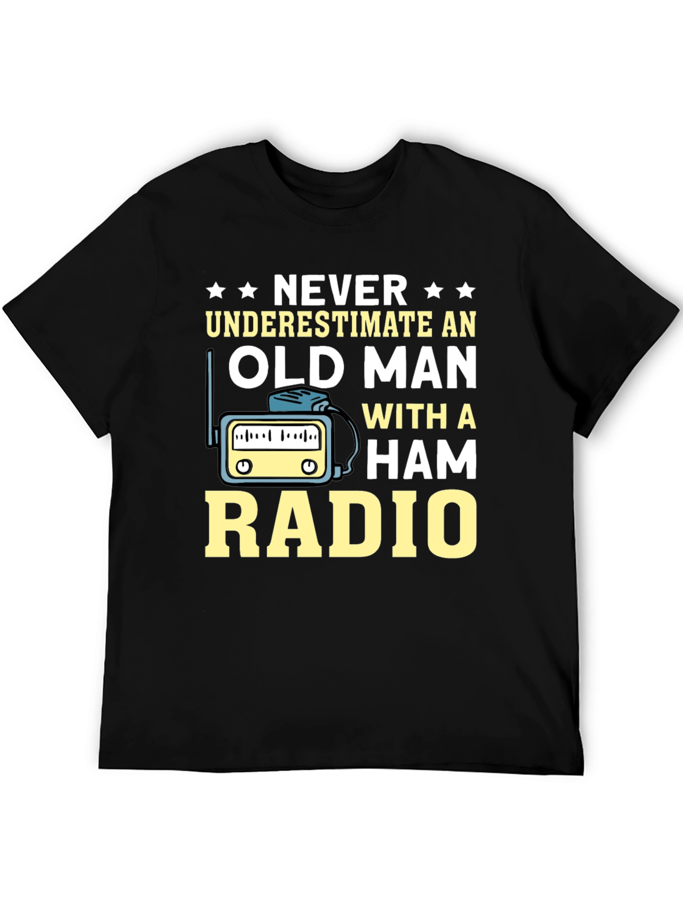 Black Ham Radio Old Man T-Shirt - Black view 5