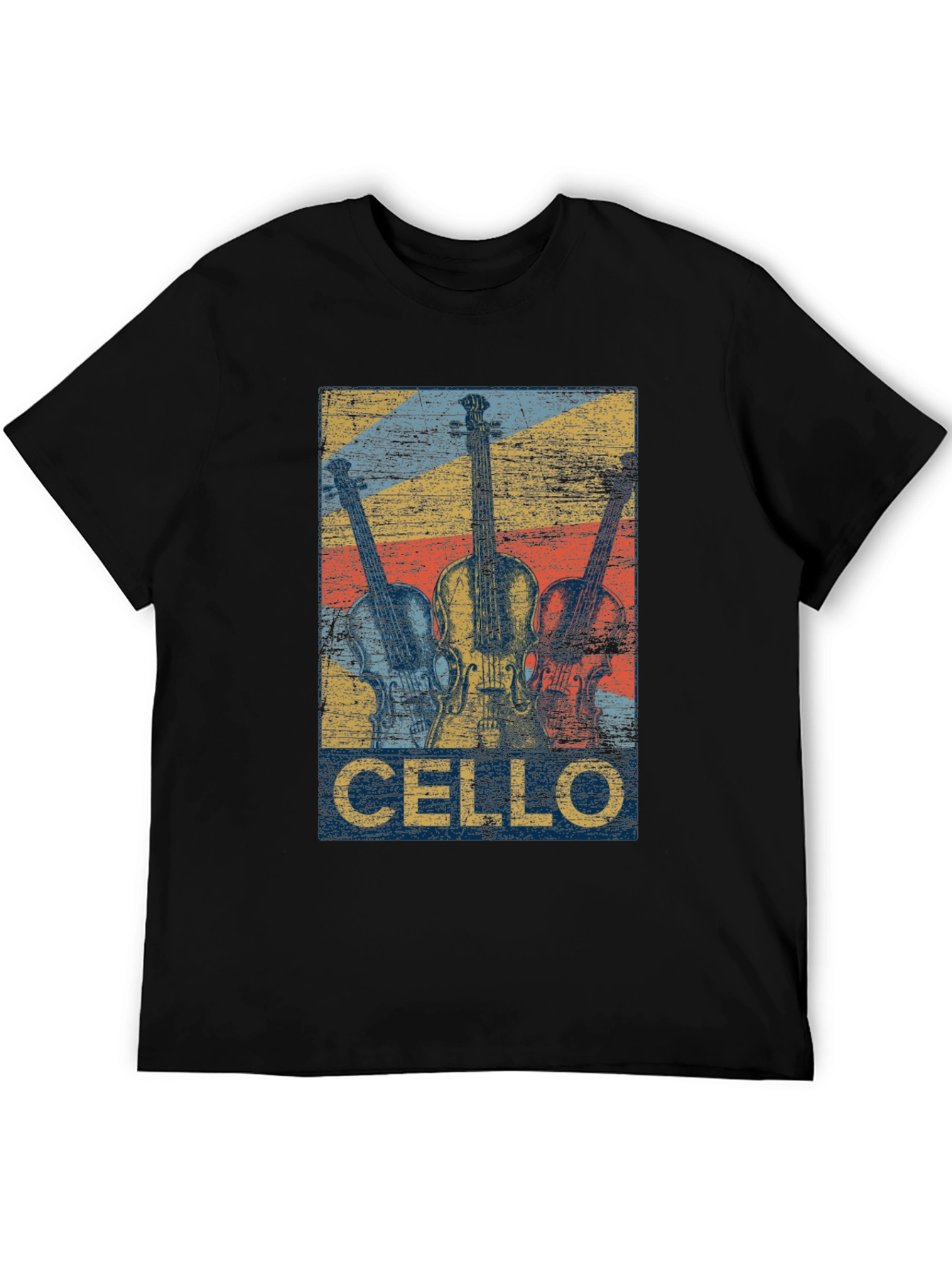 Black Vintage Cello Music T-Shirt - Retro Design view 5