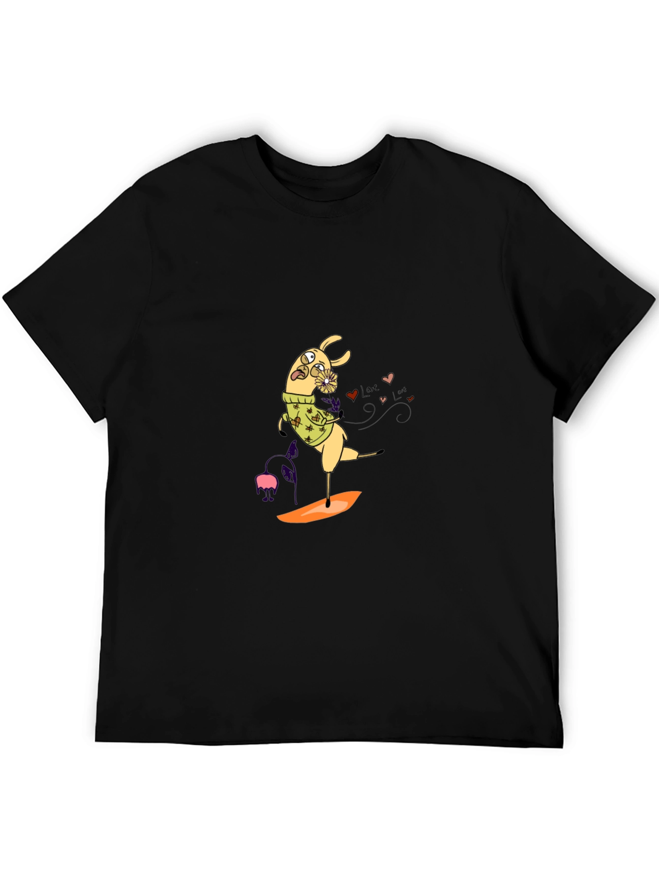 Black Llama Surfing Black Graphic Tee view 5