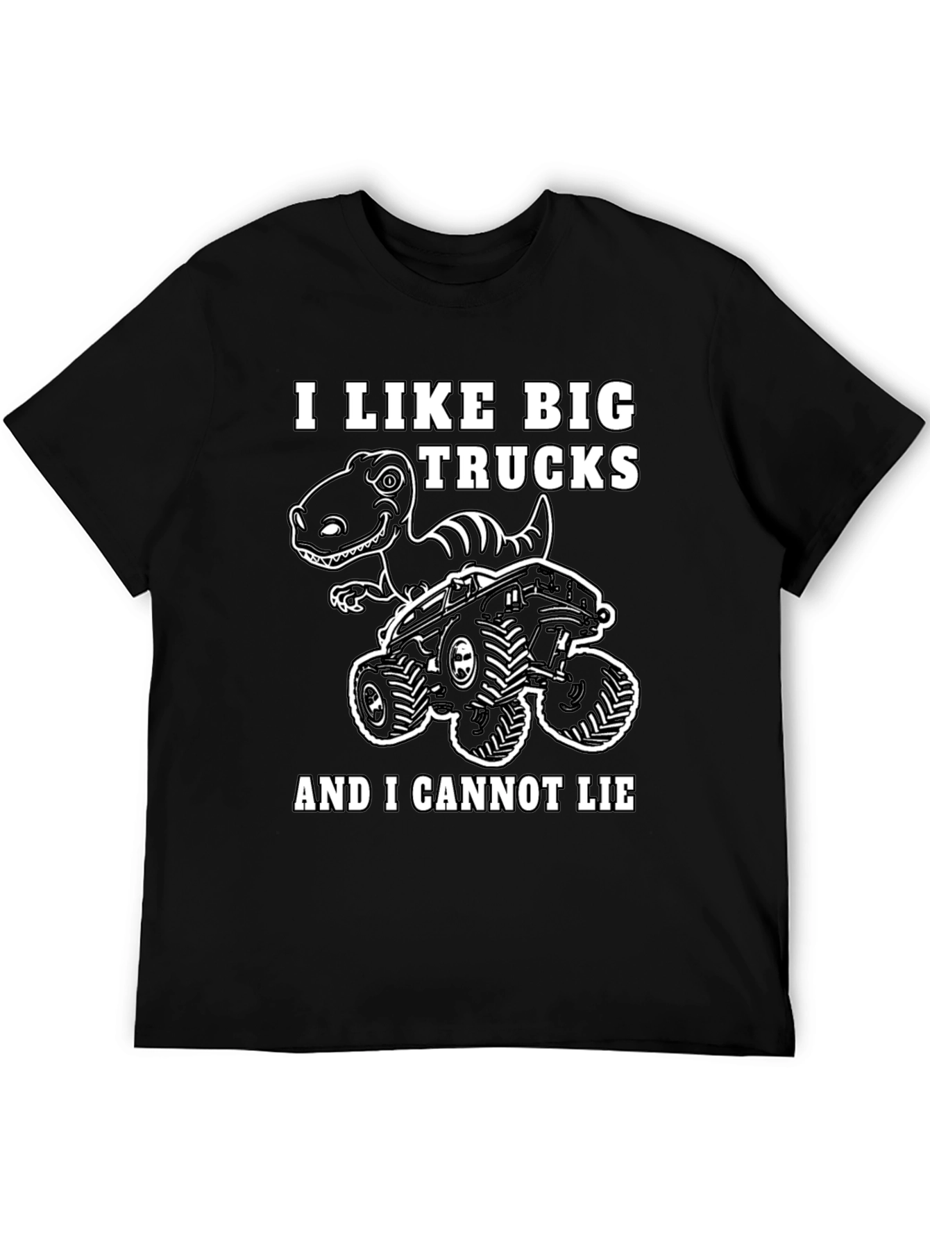 Black Big Trucks and Dinosaurs T-Shirt view 5