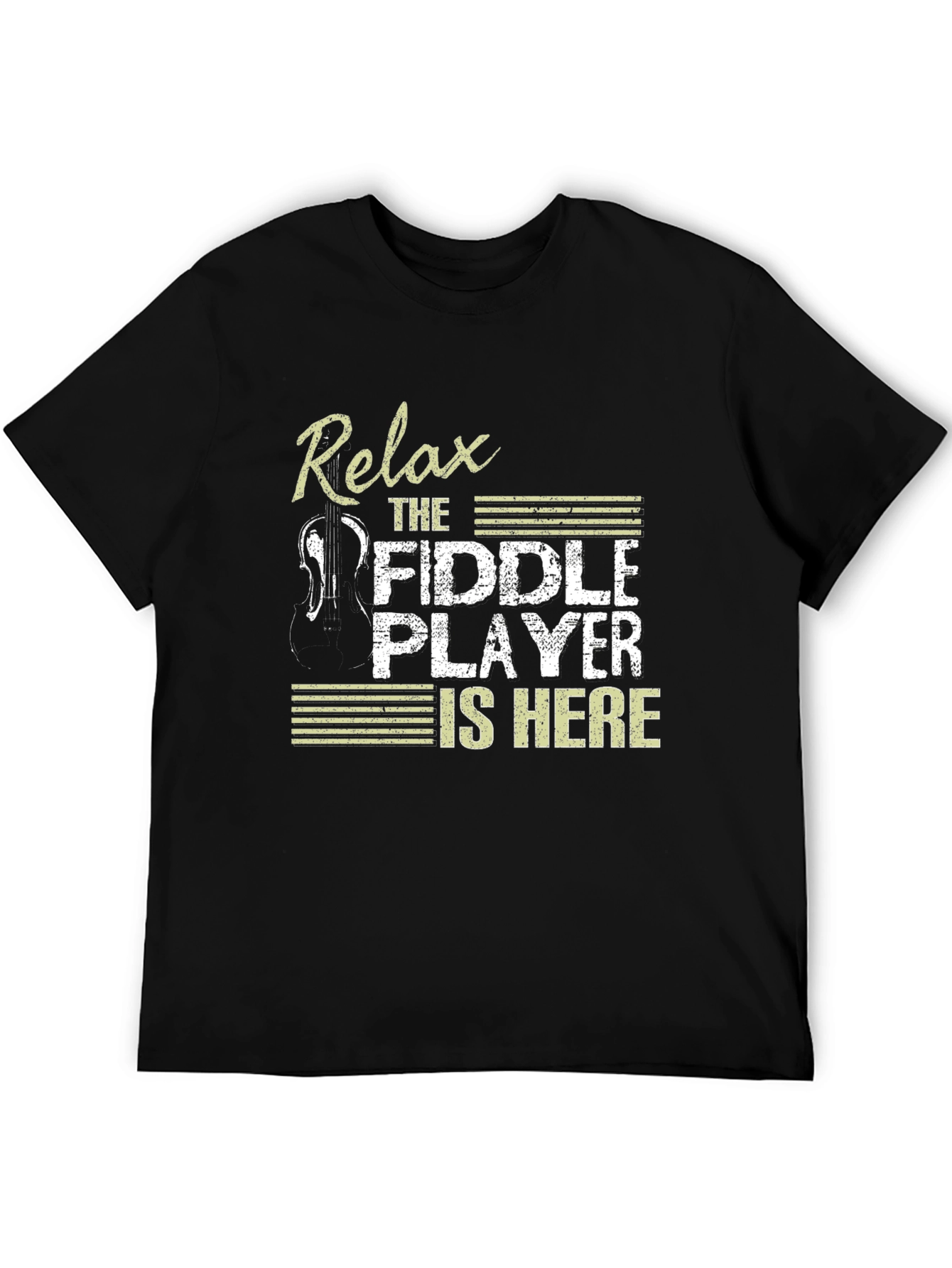 Black Relax Fiddle Player T-Shirt view 5