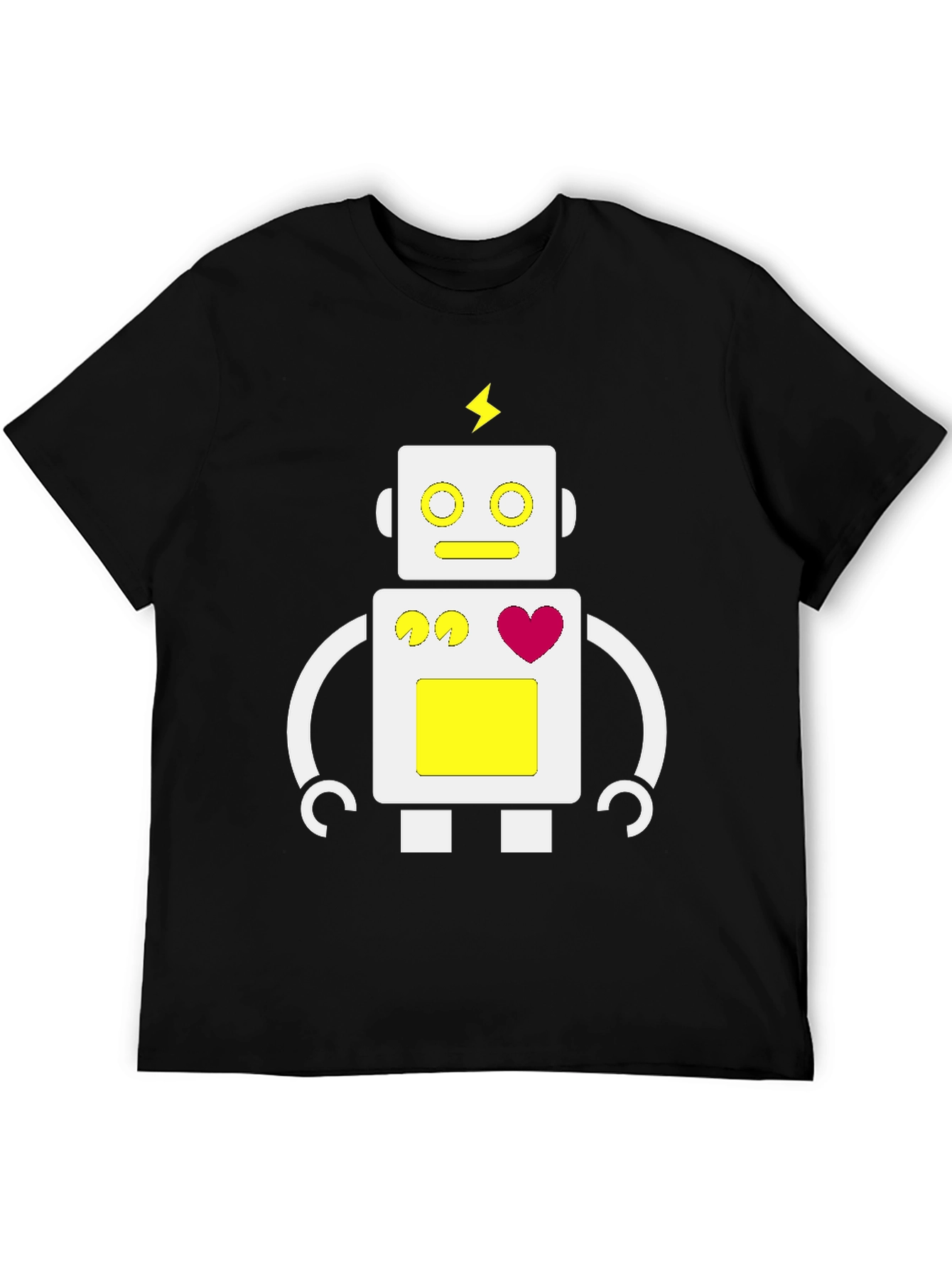 Black Fun Robot Graphic Tee - Black Cotton Blend view 5