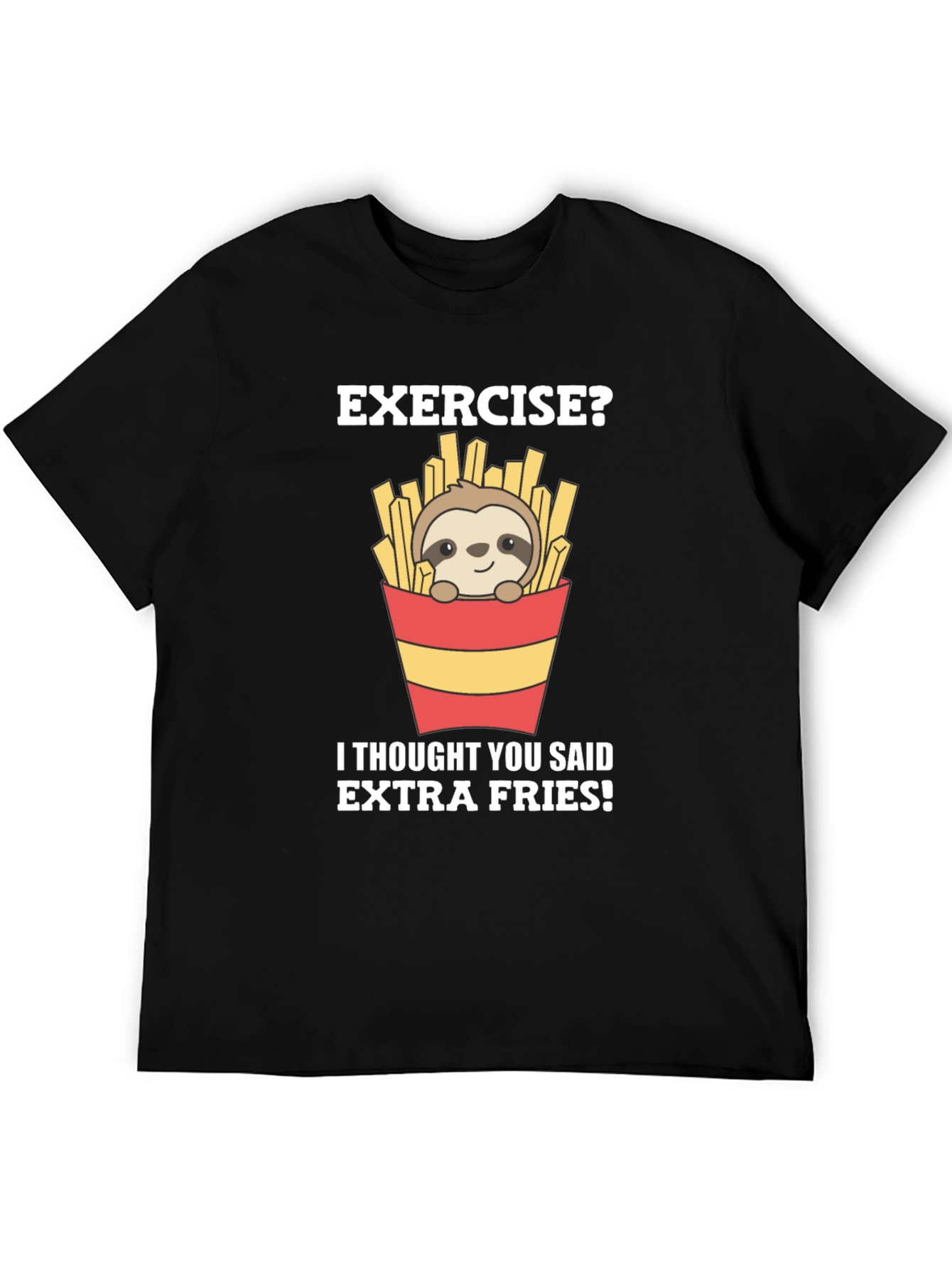 Black Exercise? Extra Fries Sloth Graphic Tee view 5
