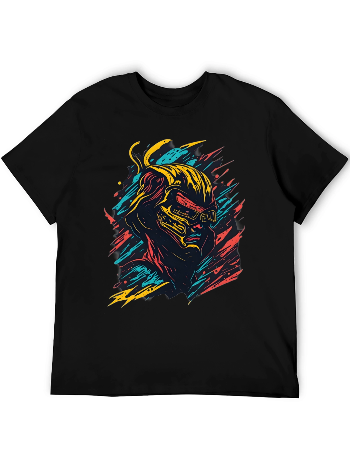 Black Cyberpunk Graphic Tee - Cool Retro Gamer Style Shirt view 5