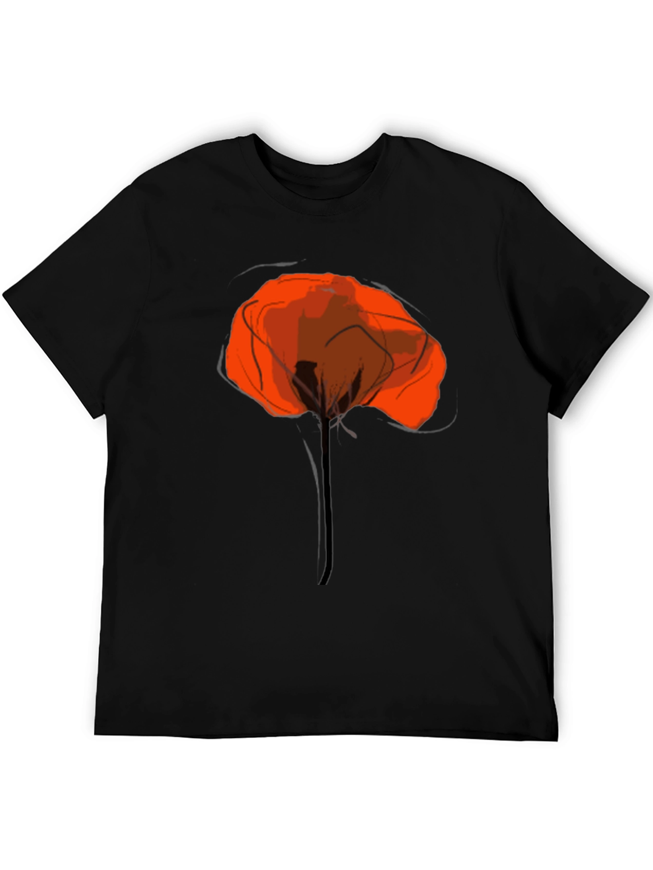 Black Abstract Poppy Graphic Print Black T-Shirt view 5