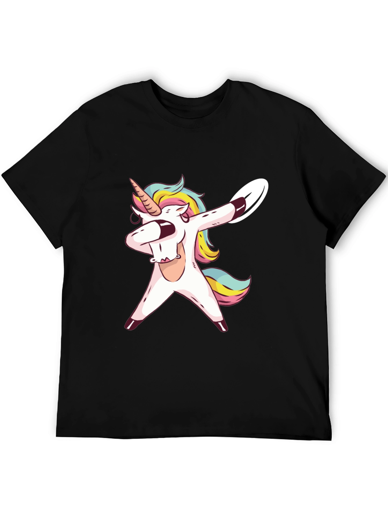 Black Dabbing Unicorn Graphic Tee - Black Cotton T-Shirt view 5
