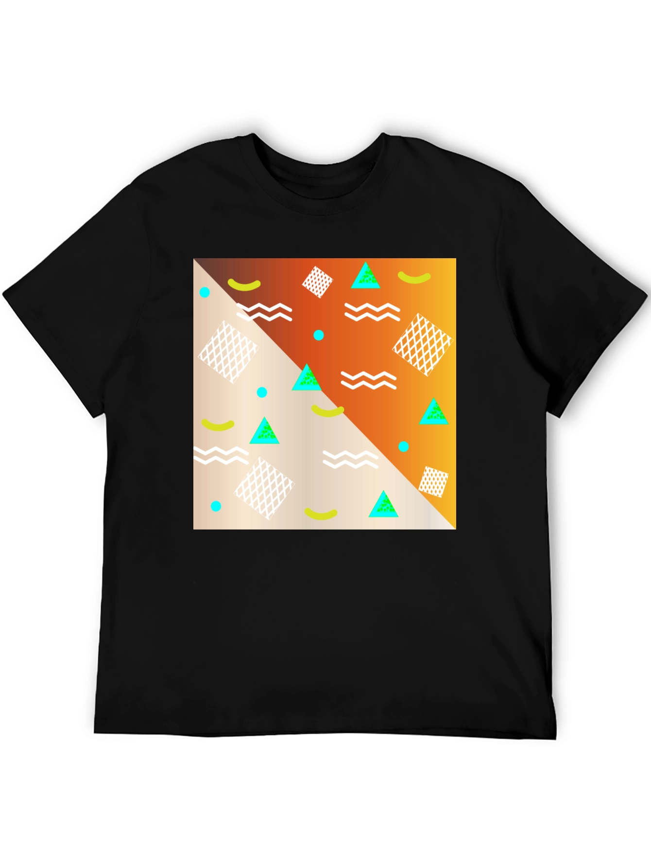 Black Retro Geometric Print T-Shirt view 5