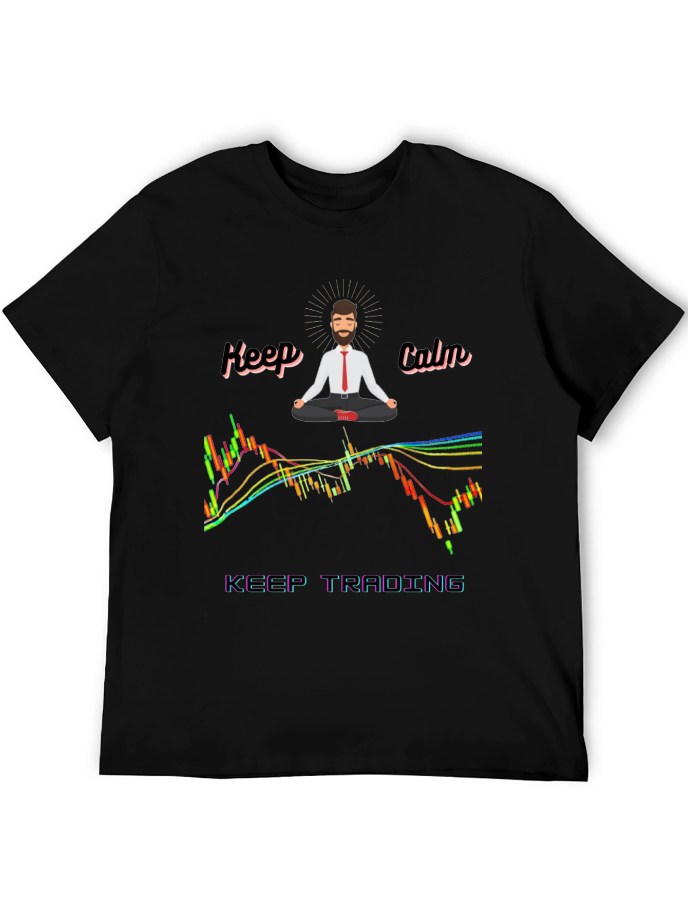 Black Keep Calm Trading T-Shirt - Black Cotton Blend view 5