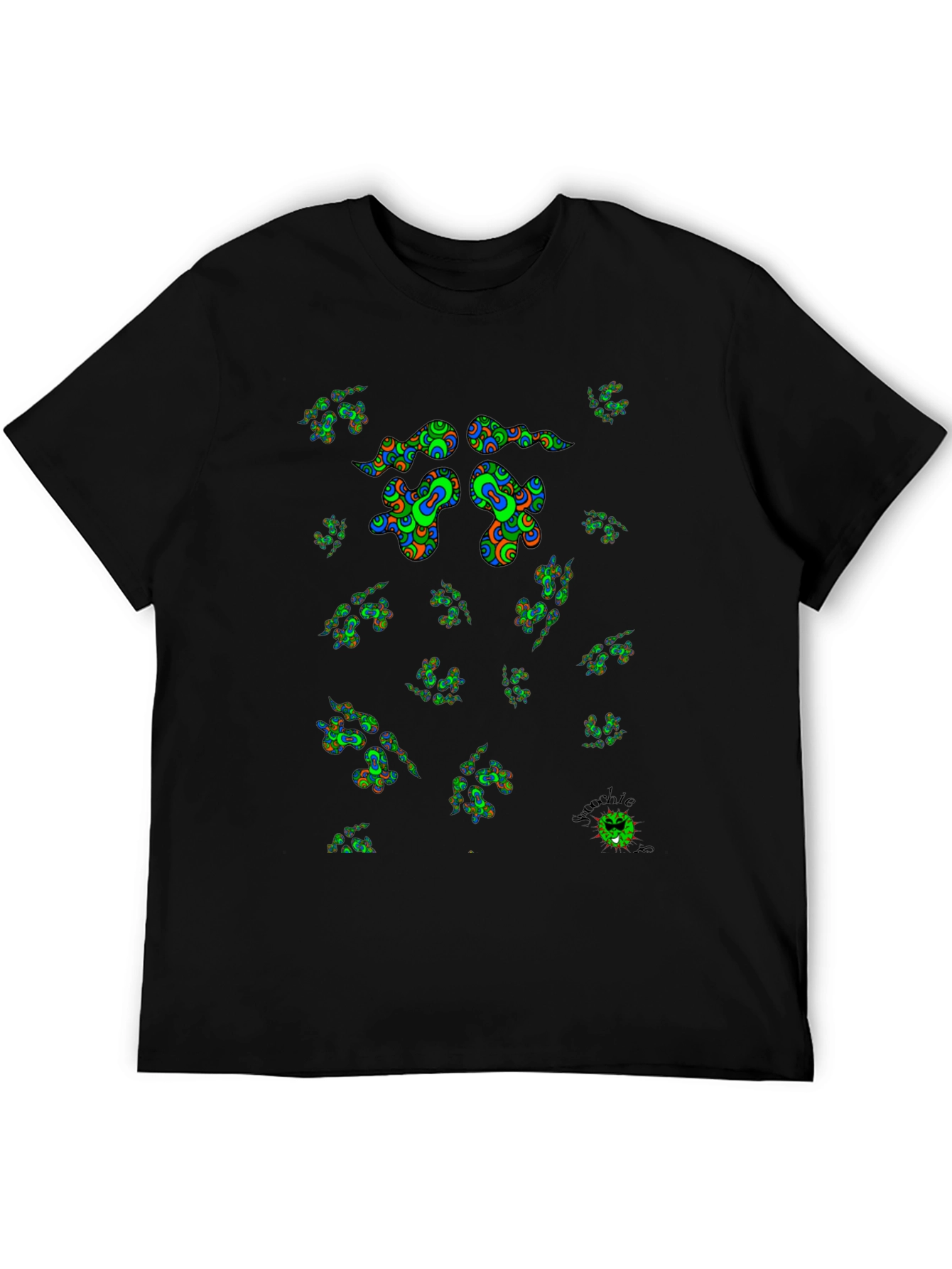 Black Psychedelic Green T-Shirt view 5