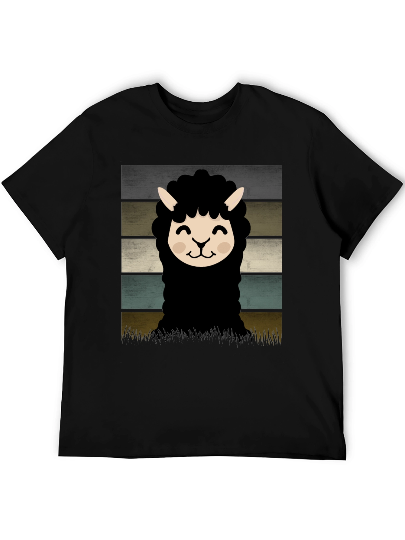 Black Retro Alpaca Graphic Tee - Black Cotton Blend view 5