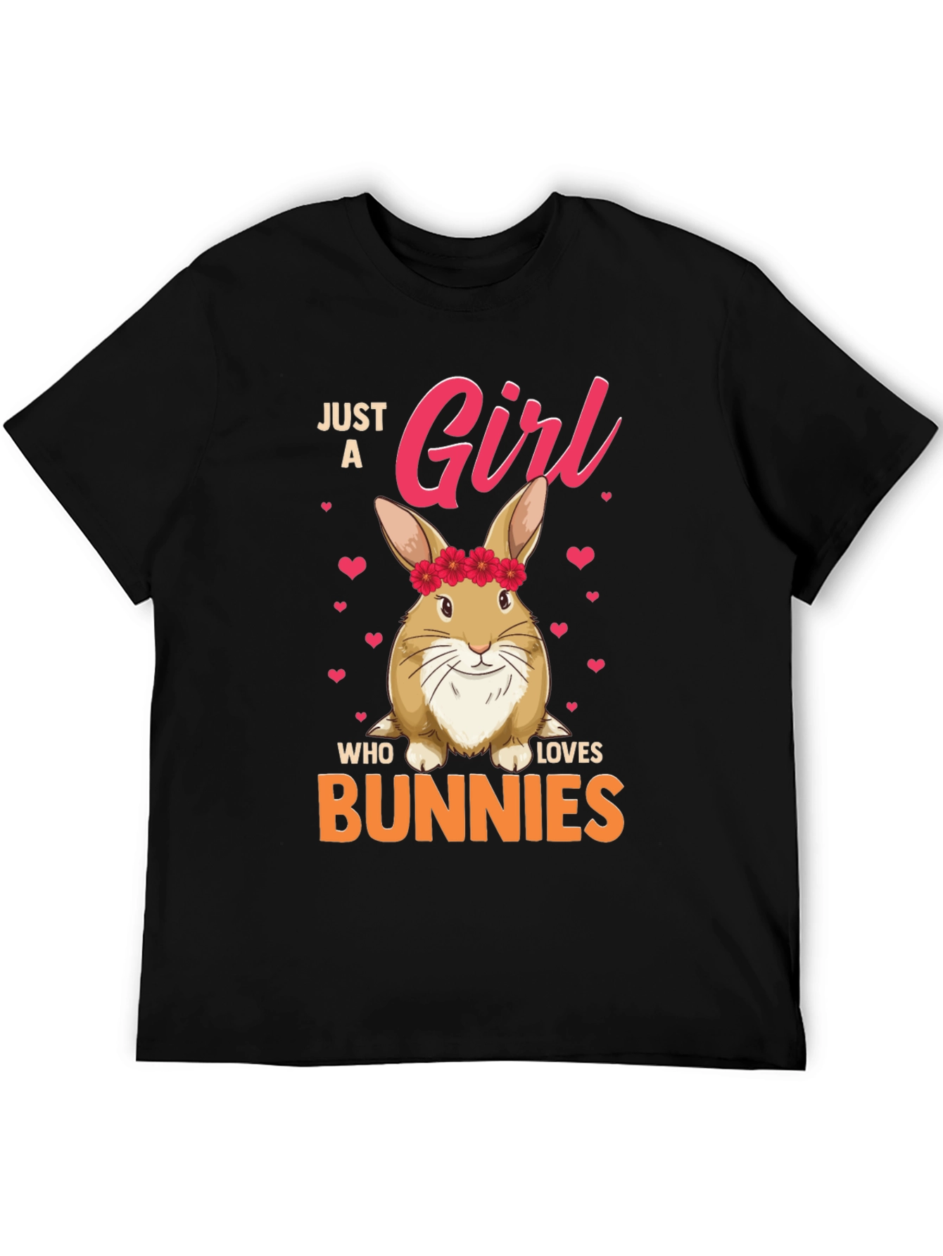 Black Just a Girl Who Loves Bunnies Graphic T-Shirt view 5