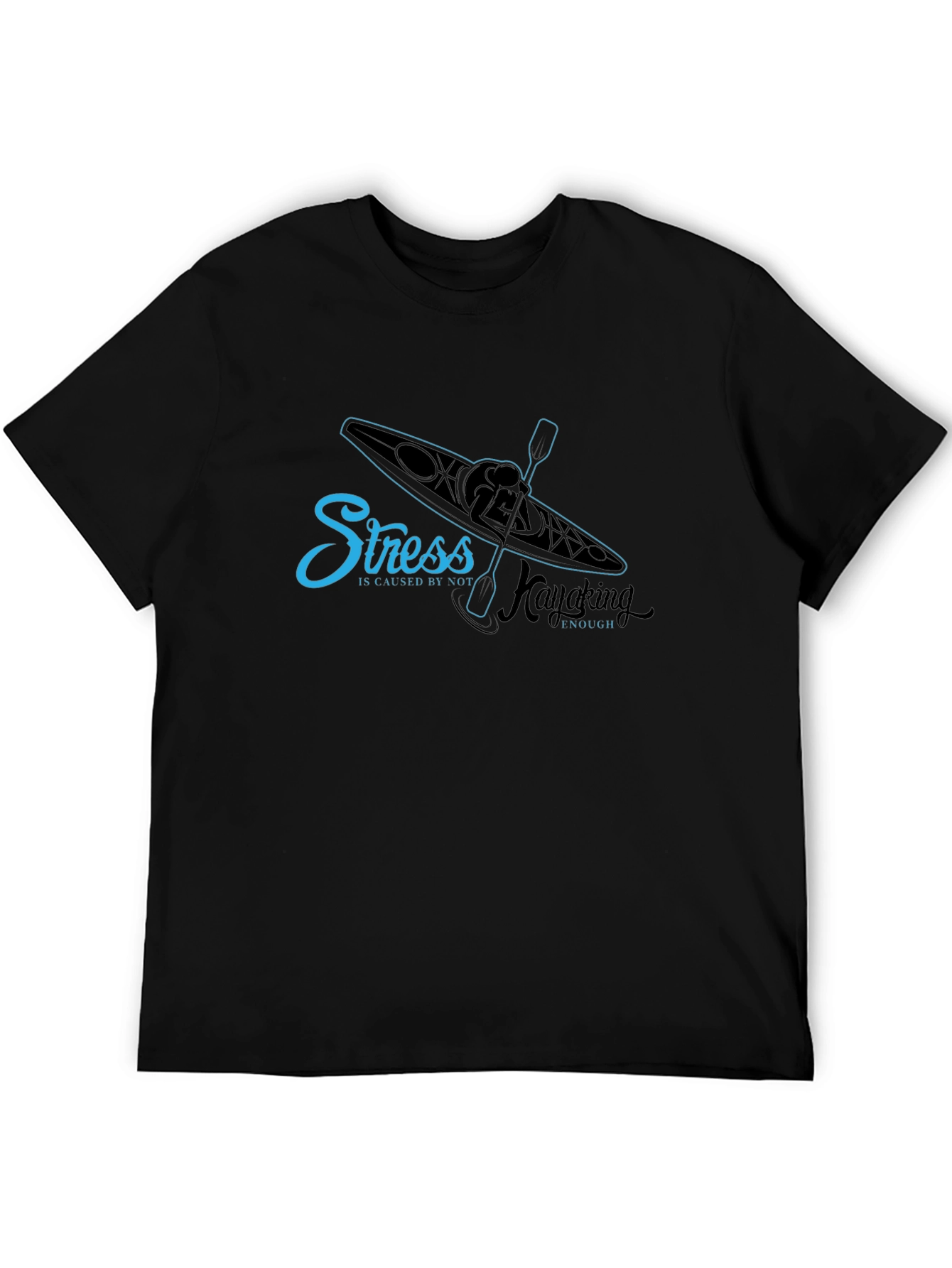Black Kayaking Stress Relief T-Shirt view 5