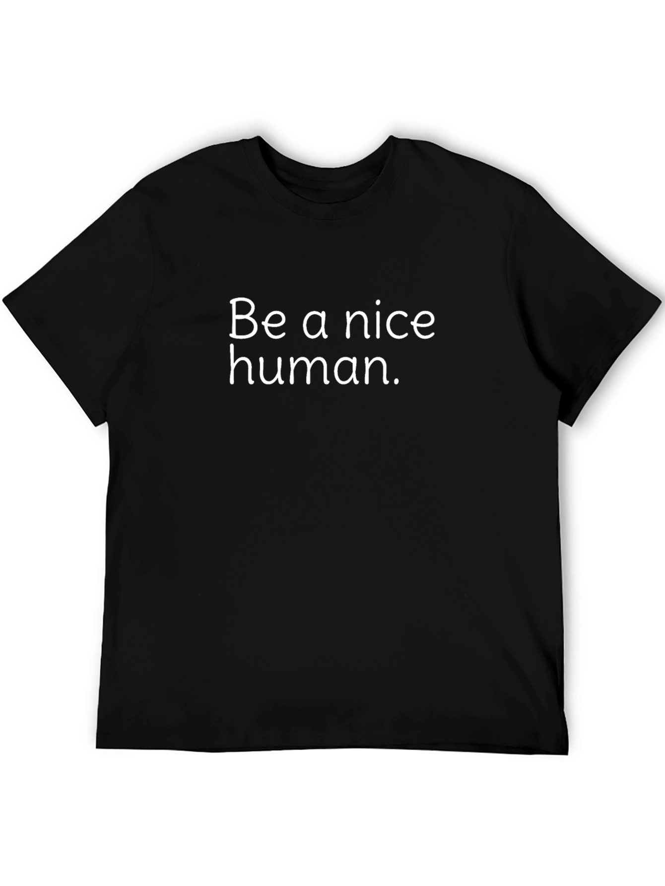 Black Be A Nice Human T-Shirt - Black Crew Neck view 5
