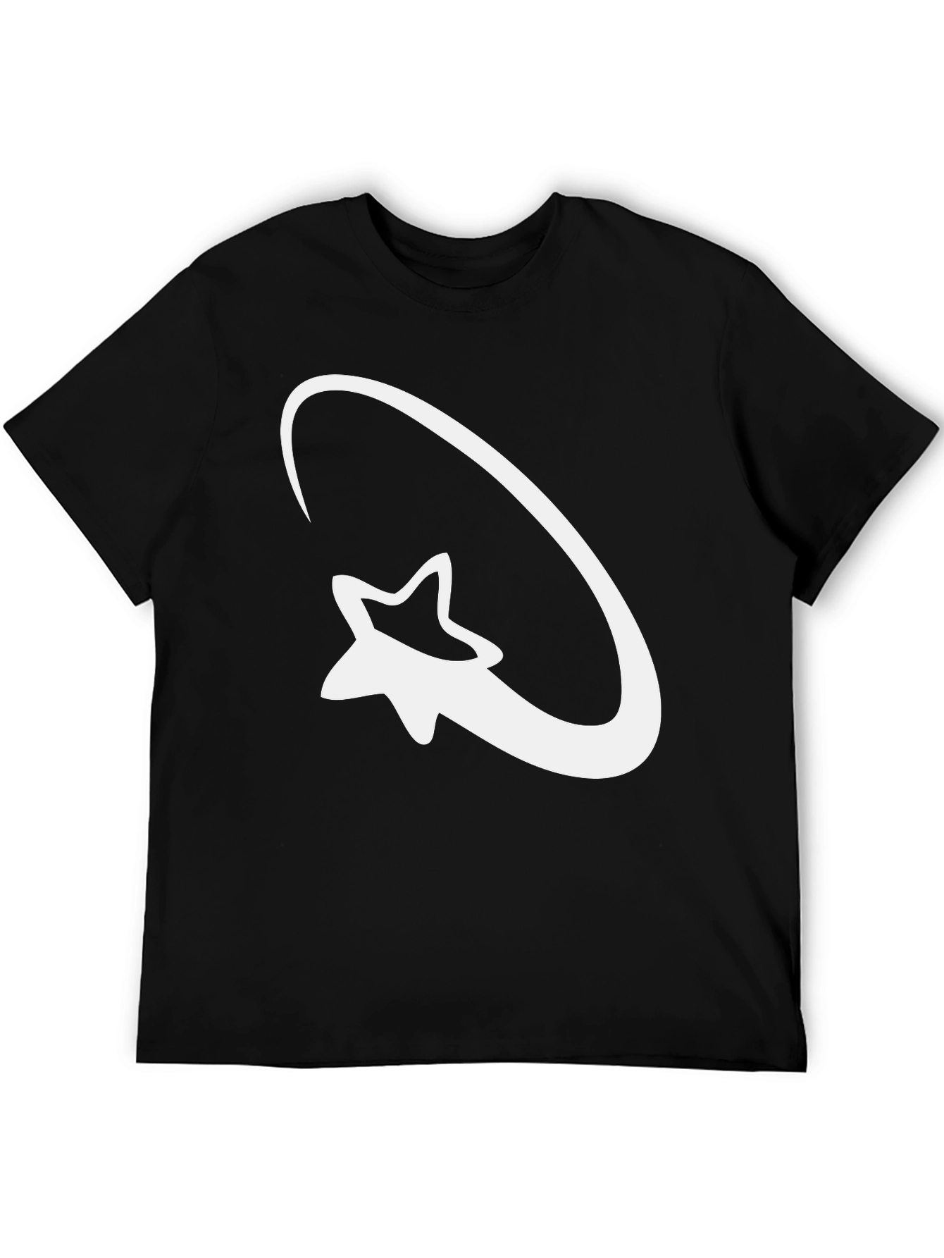 Black Star Orbit Graphic Tee - Black Cotton Casual Shirt view 5
