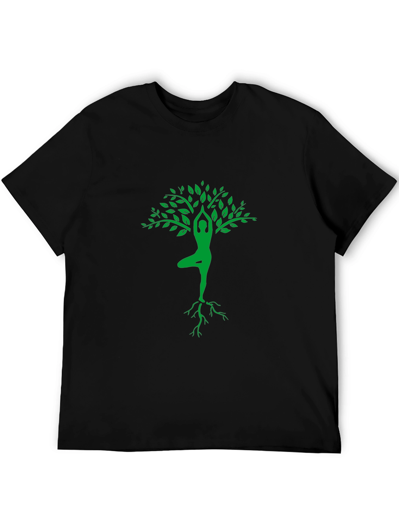 Black Yoga Tree Pose Graphic Tee - Black Cotton view 5