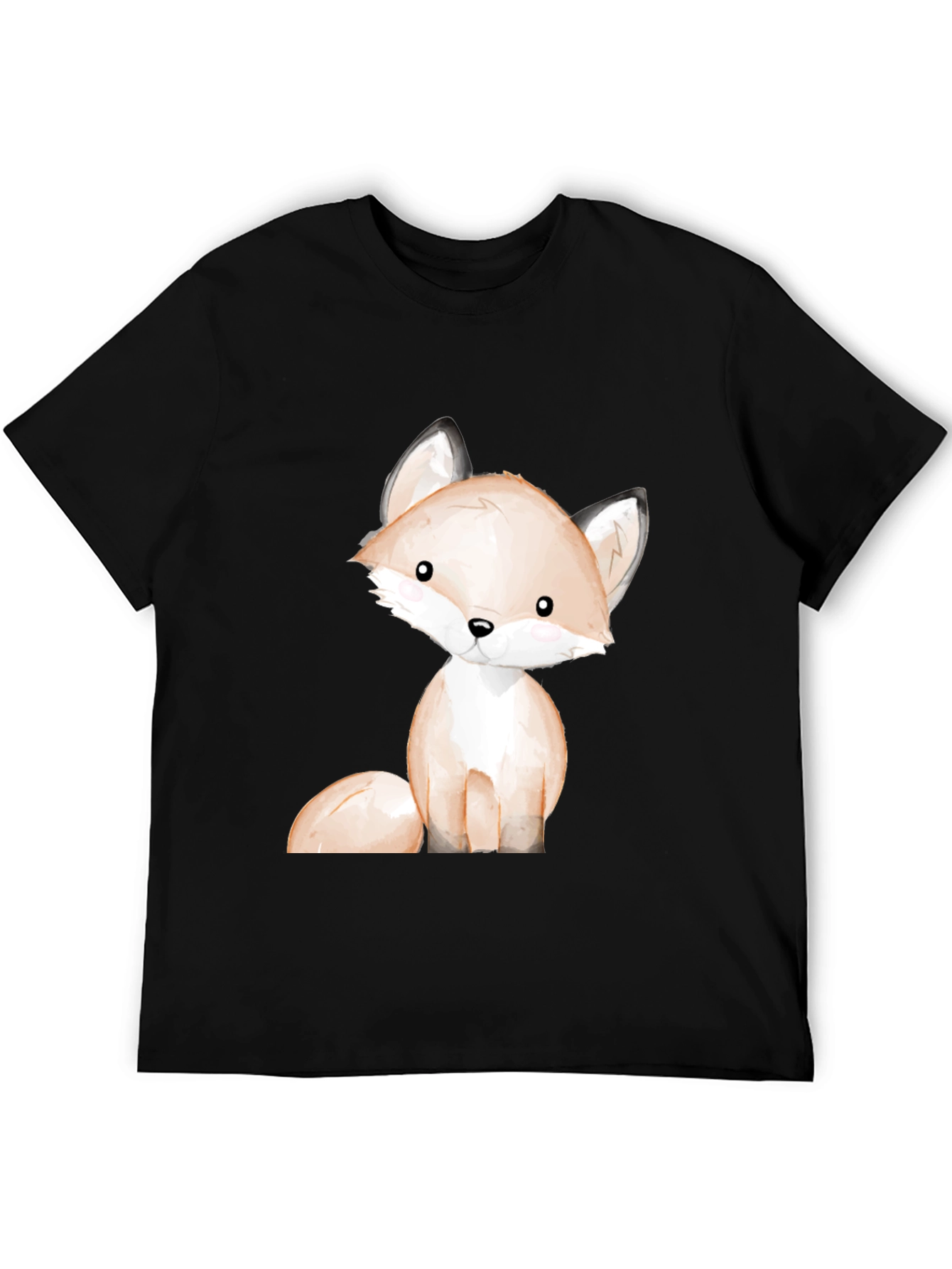 Black Cute Fox Graphic Tee - Unisex Black T-Shirt view 5