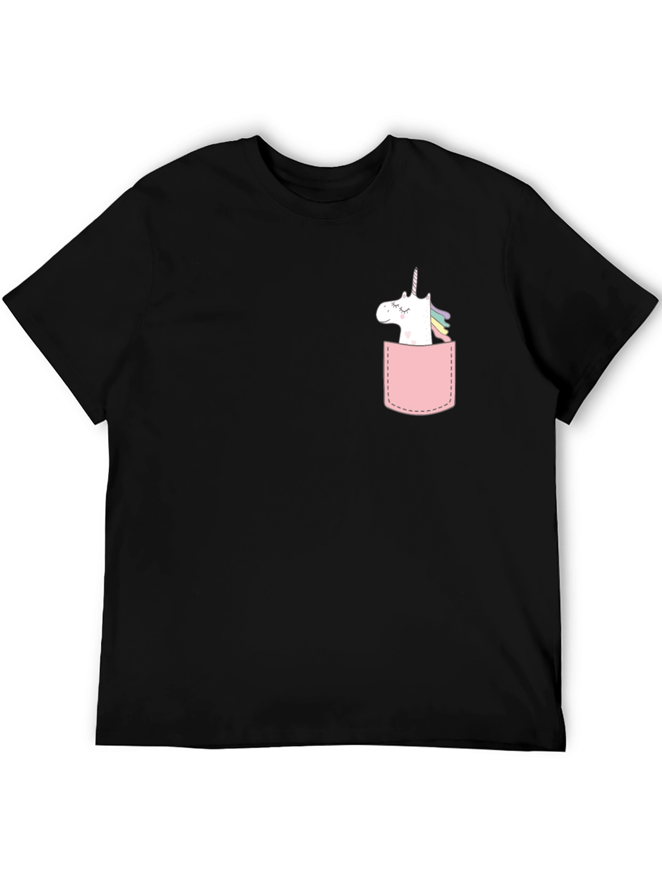 Black Unicorn Pocket Tee - Black Crewneck Cotton Casual view 5