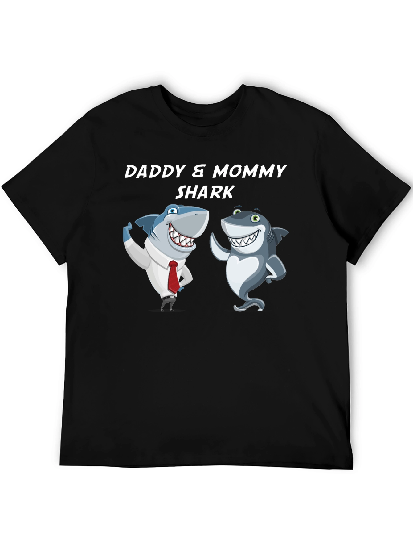 Black Daddy & Mommy Shark T-Shirt - Cute Family Tee view 5