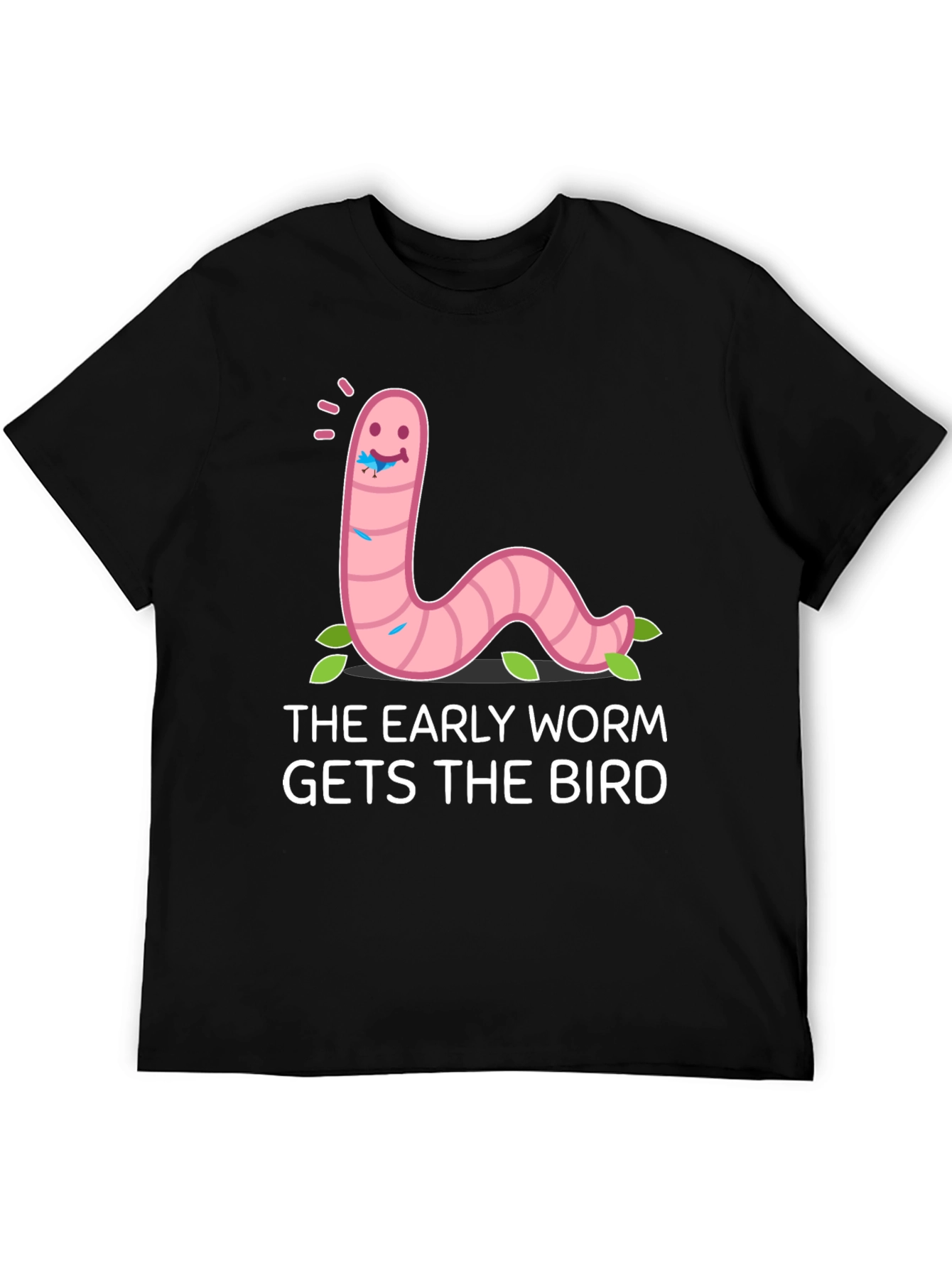 Black Early Worm Gets the Bird Graphic Tee view 5