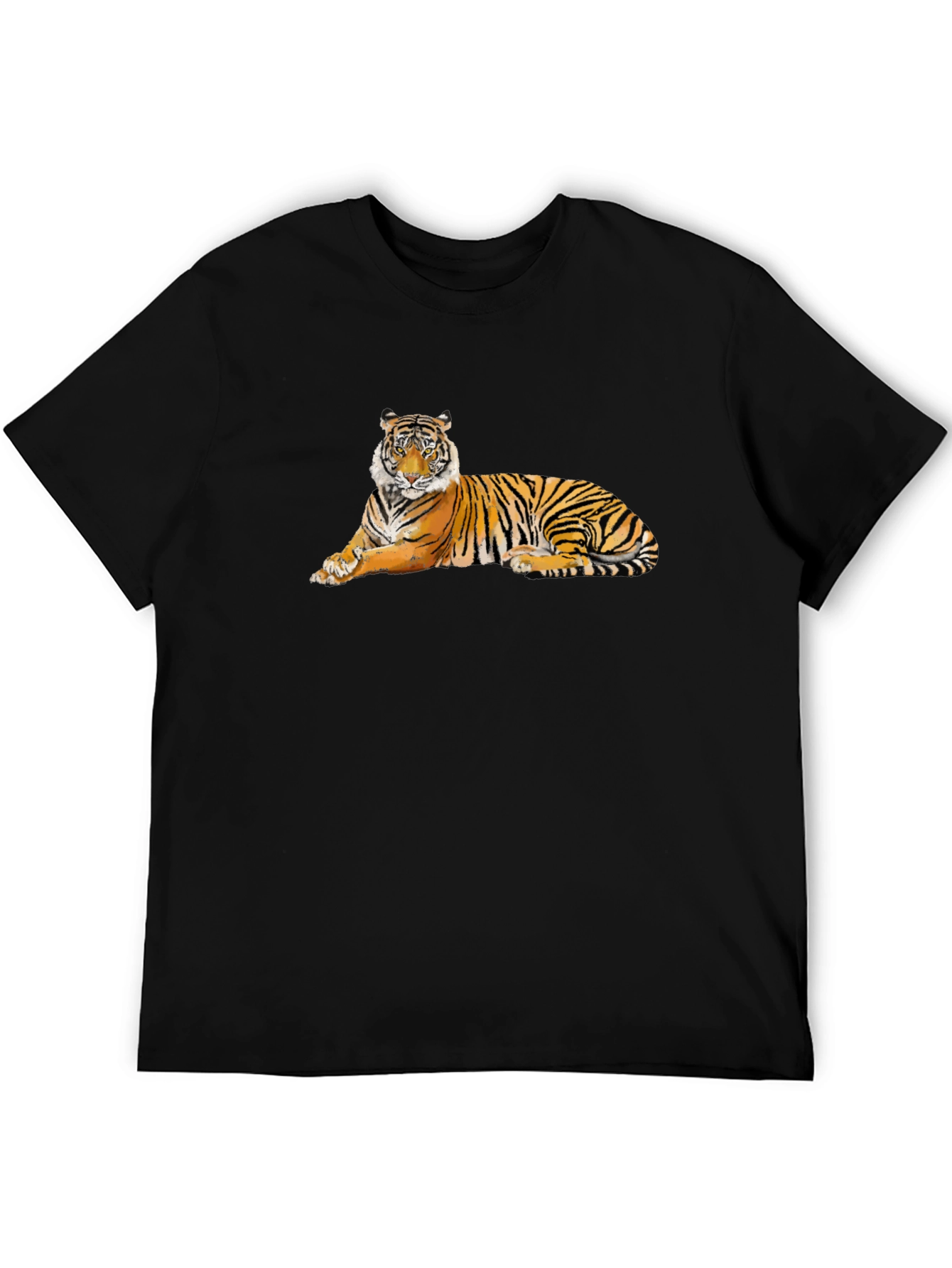 Black Cool Tiger Graphic T-Shirt - Black Cotton Tee view 5