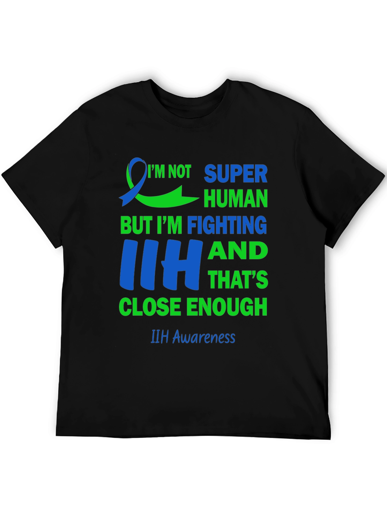 Black IIH Awareness T-Shirt - "Fighting" Design view 5
