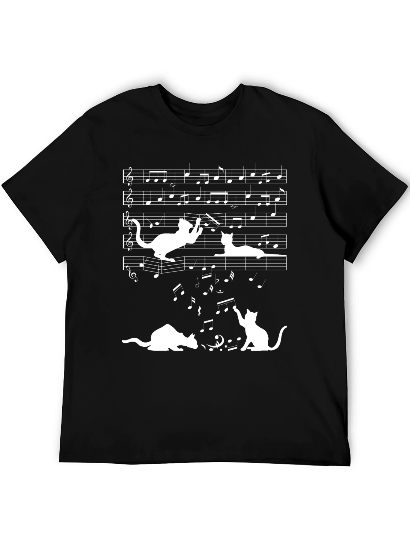 Black Musical Cats Black T-Shirt view 5