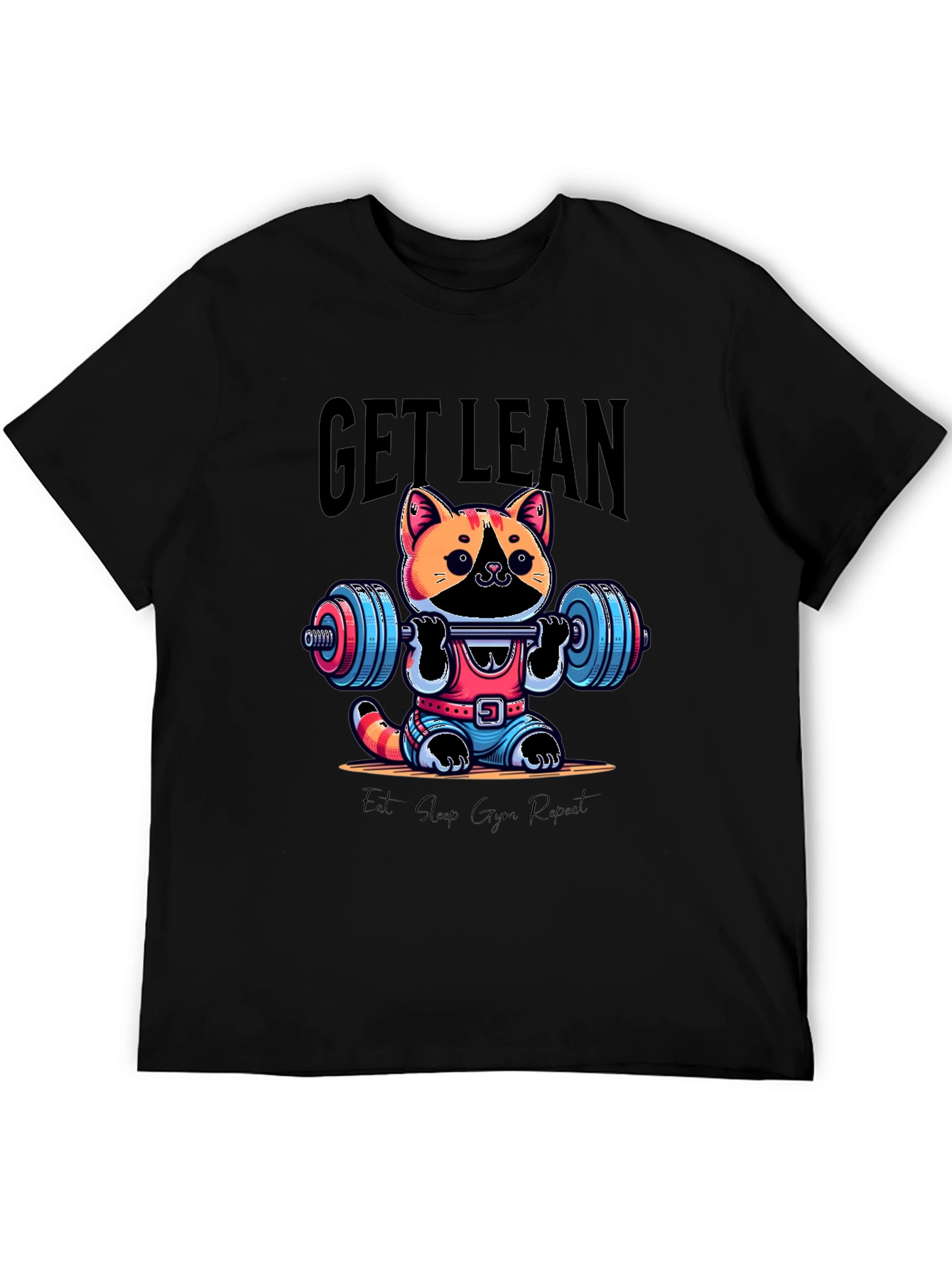 Black Get Lean Cat Gym T-Shirt view 5