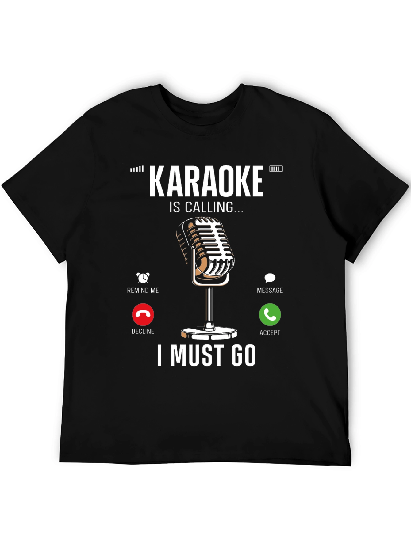 Black Karaoke Calling T-Shirt - Music Lover Tee view 5