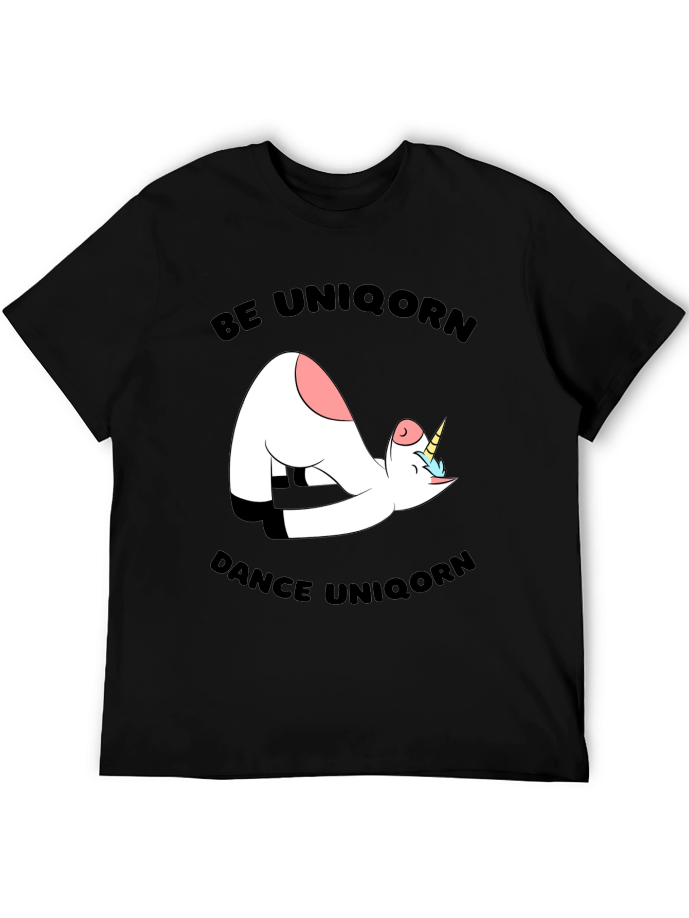 Black Funny Unicorn Yoga Graphic Black T-Shirt view 5