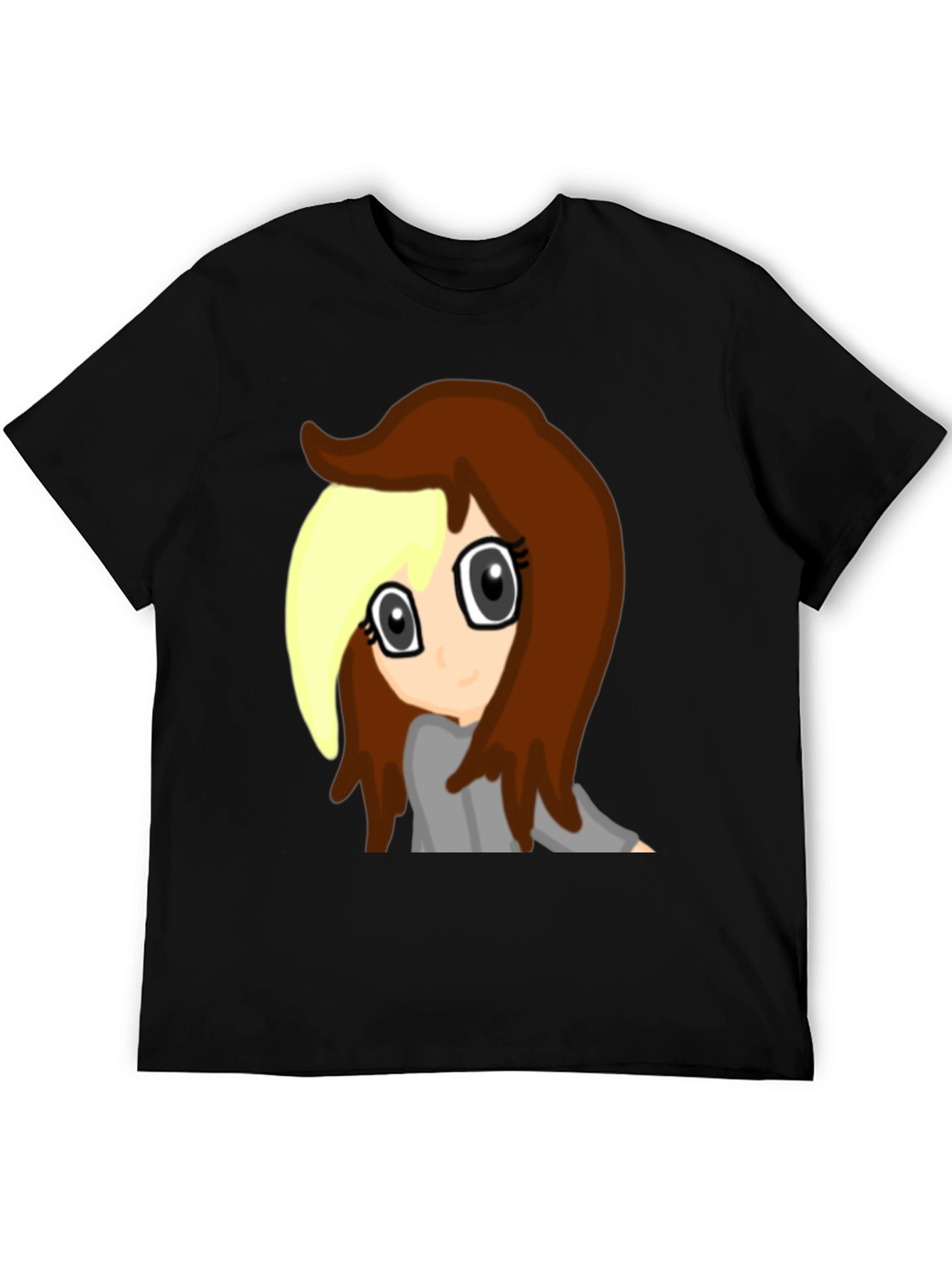 Black Anime Girl Graphic Tee - Black Cotton Comfort view 5