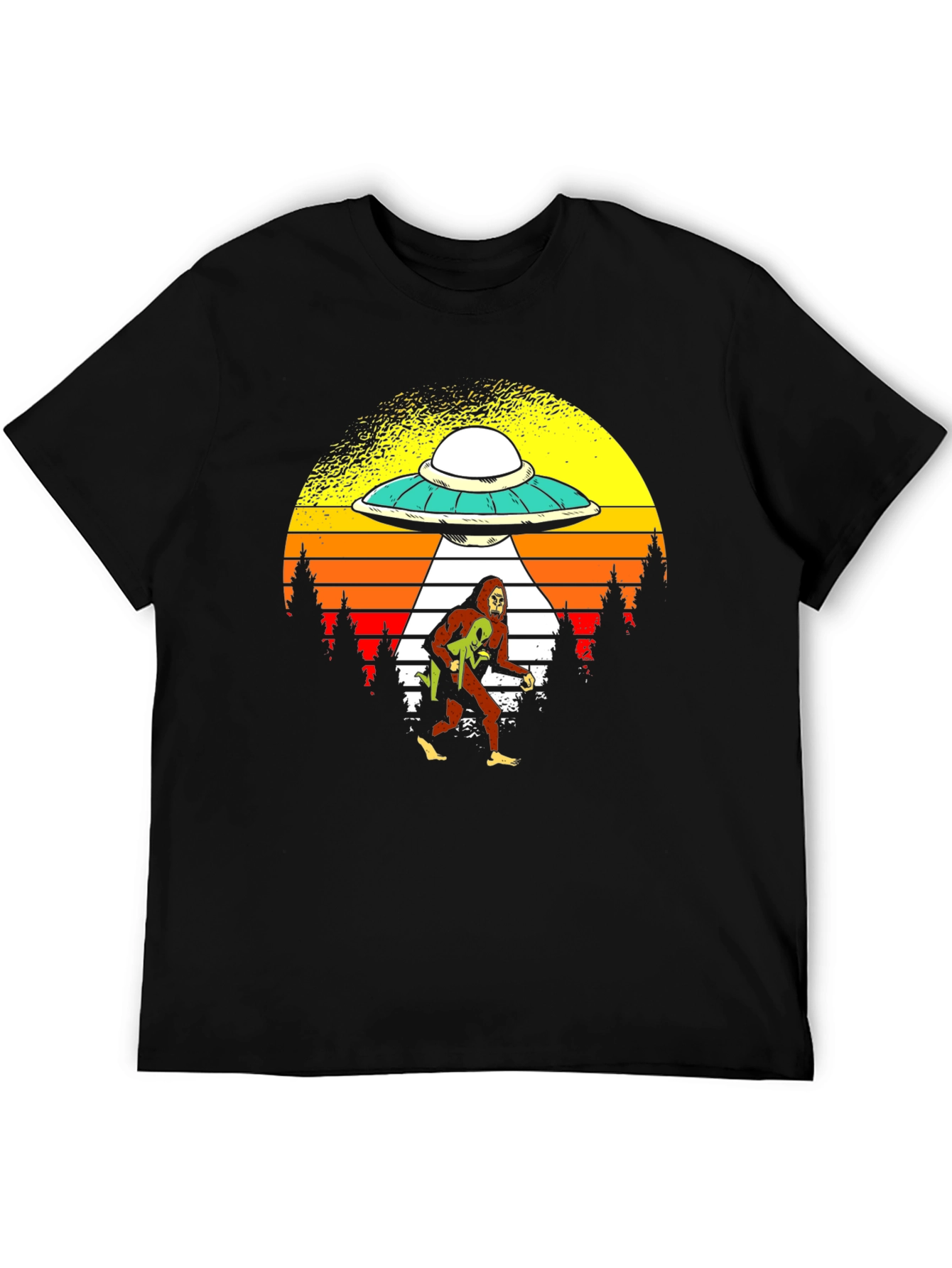 Black Bigfoot Alien Abduction Graphic Tee view 5