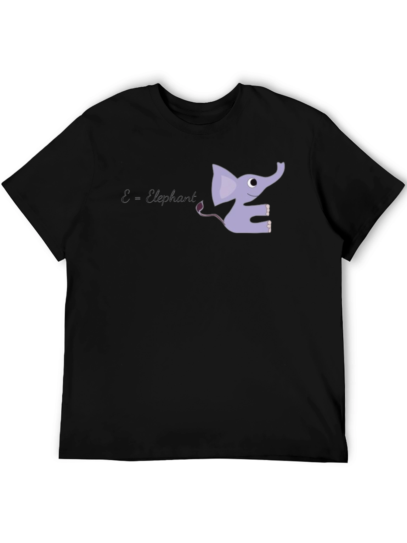 Black Cute 'E is for Elephant' Black T-Shirt view 5