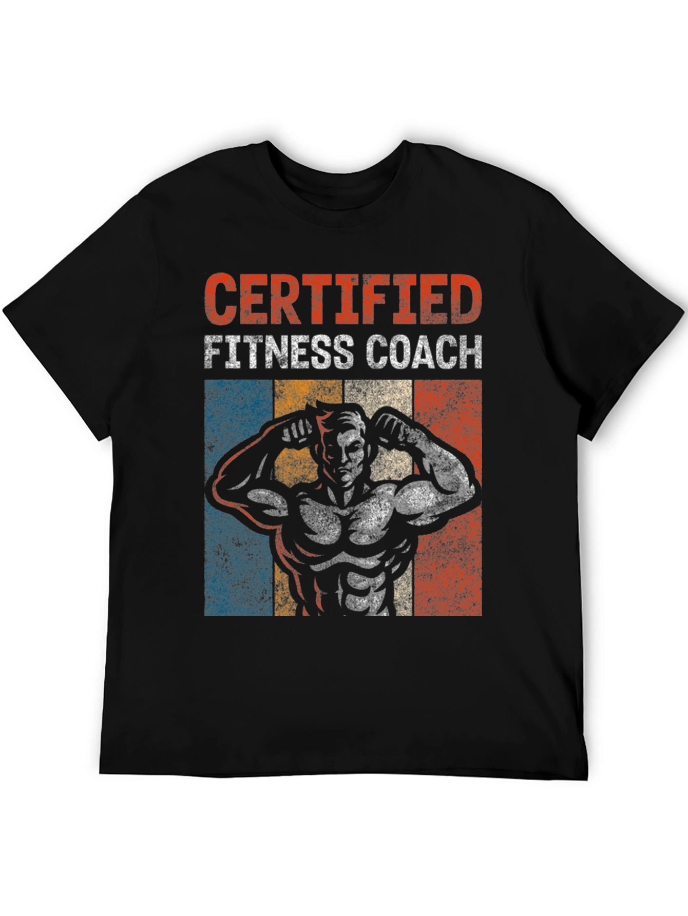 Black Certified Fitness Coach Graphic T-Shirt view 5