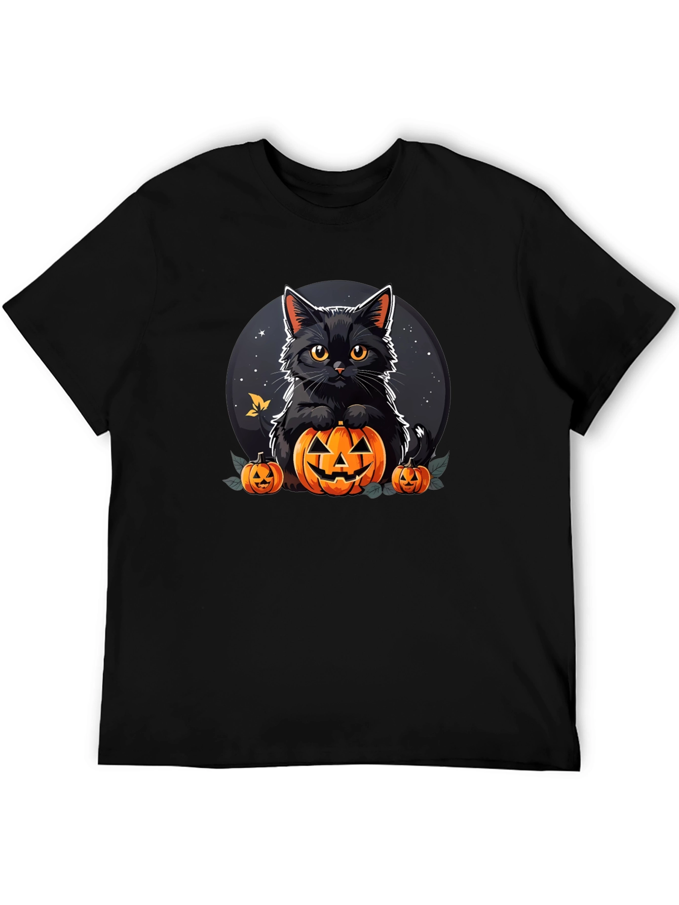 Black Halloween Cat Pumpkin T-Shirt view 5