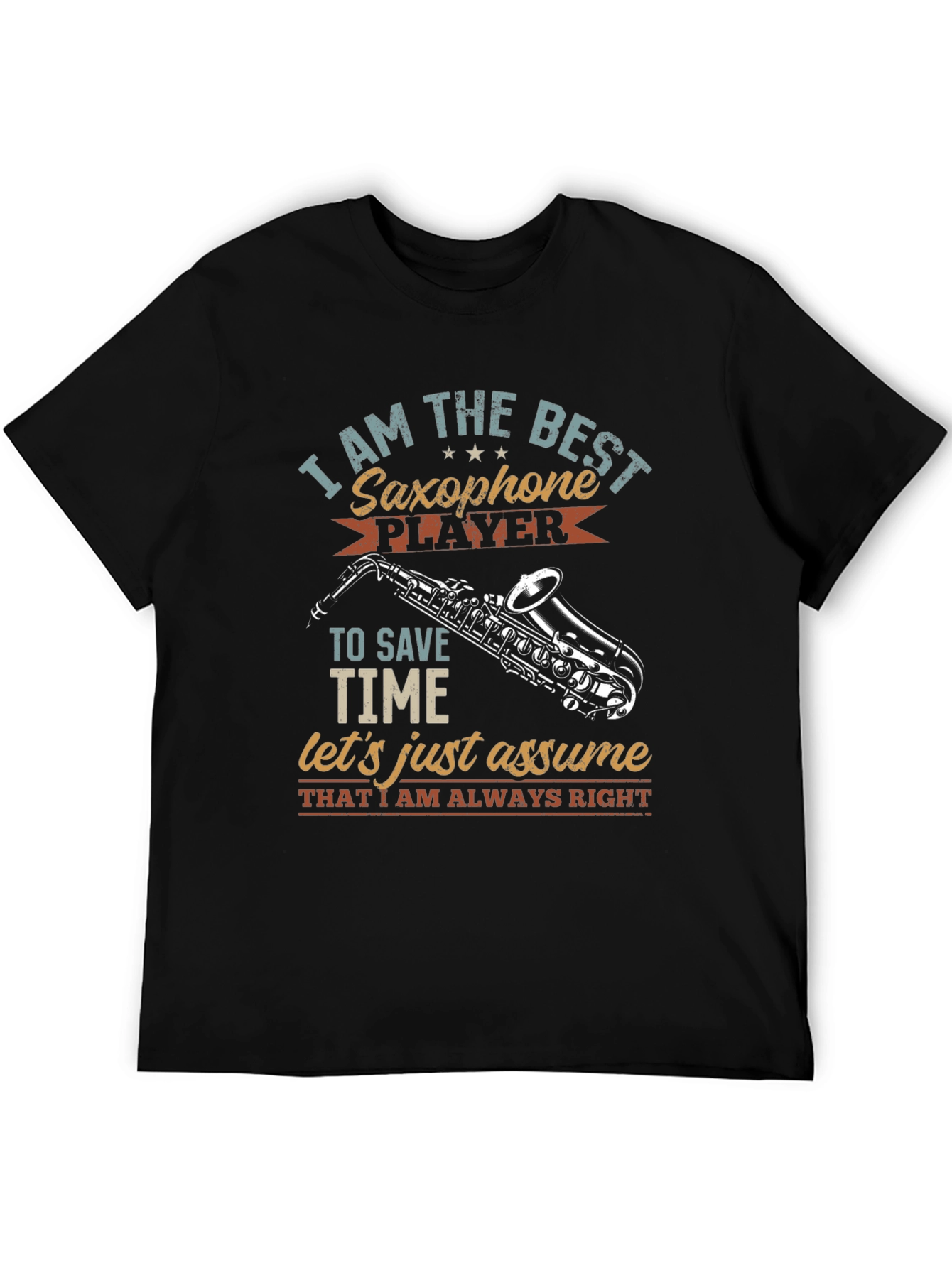 Black Saxophone Player T-Shirt - Musician Humor Tee view 5