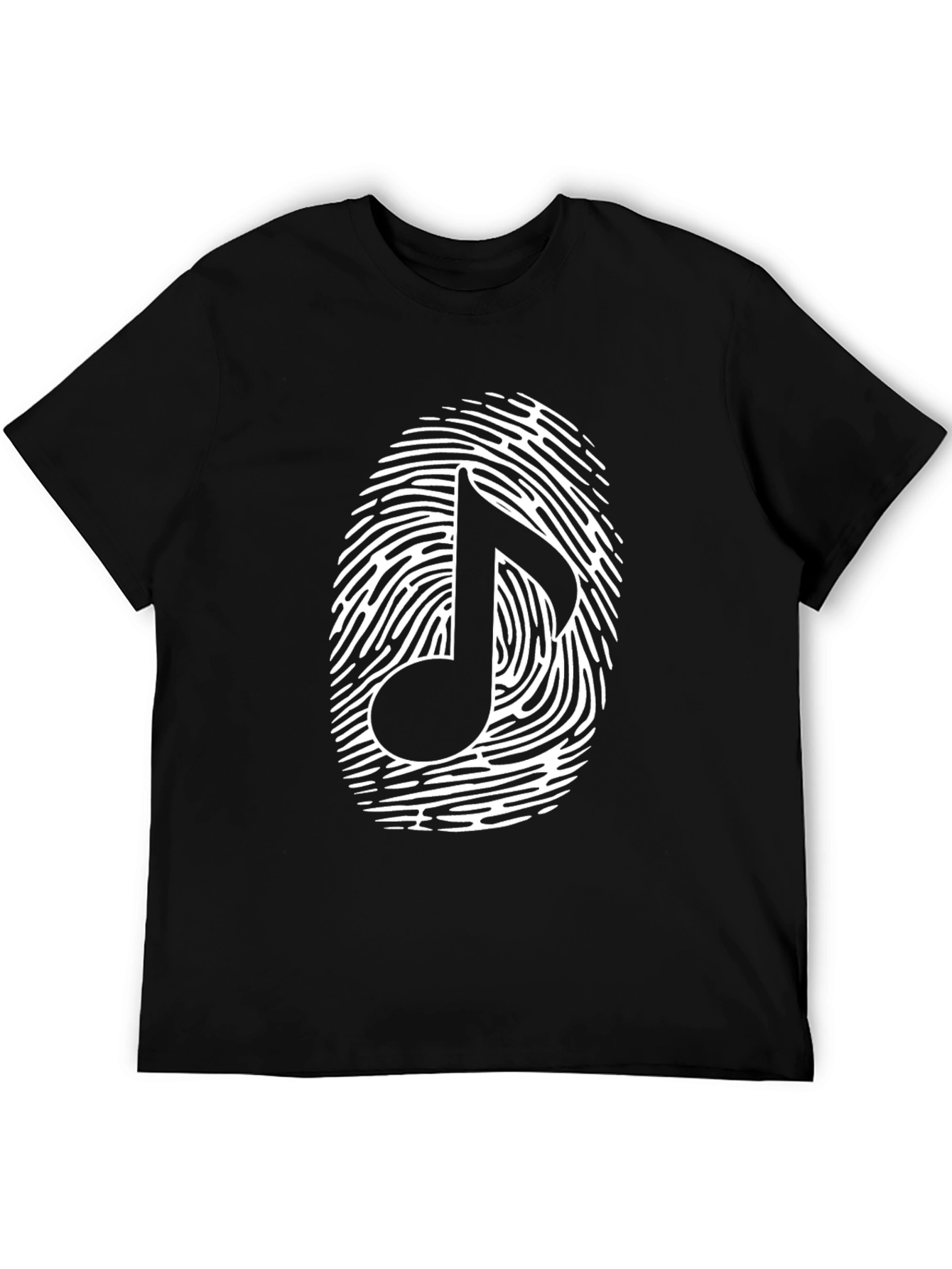 Black Musical Note Fingerprint Graphic T-Shirt - Black view 5