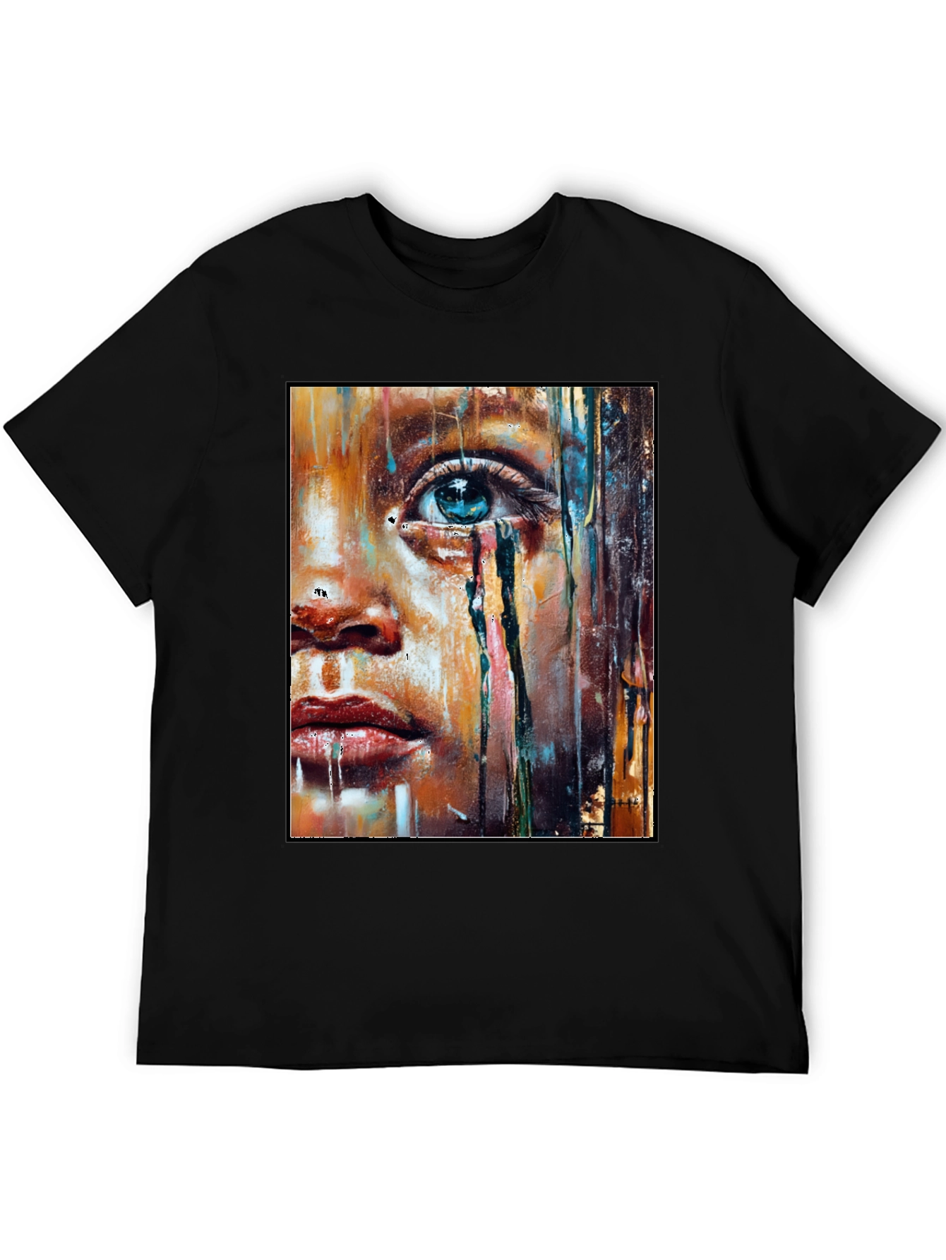 Black Artistic Portrait Graphic T-Shirt - Black view 5