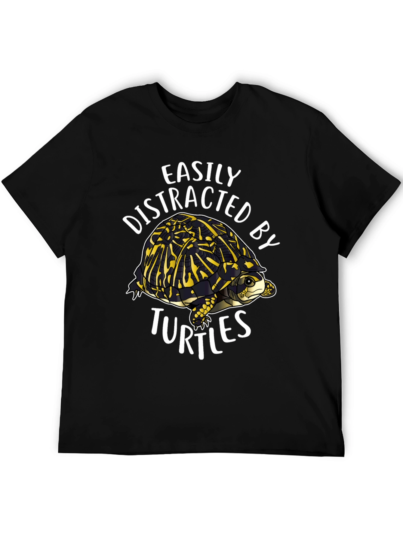 Black Easily Distracted By Turtles Black Graphic T-Shirt view 5