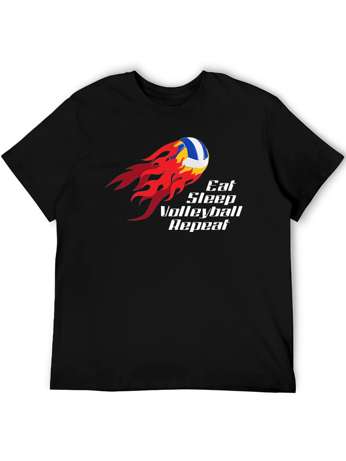 Black Eat Sleep Volleyball Repeat Black T-Shirt view 5
