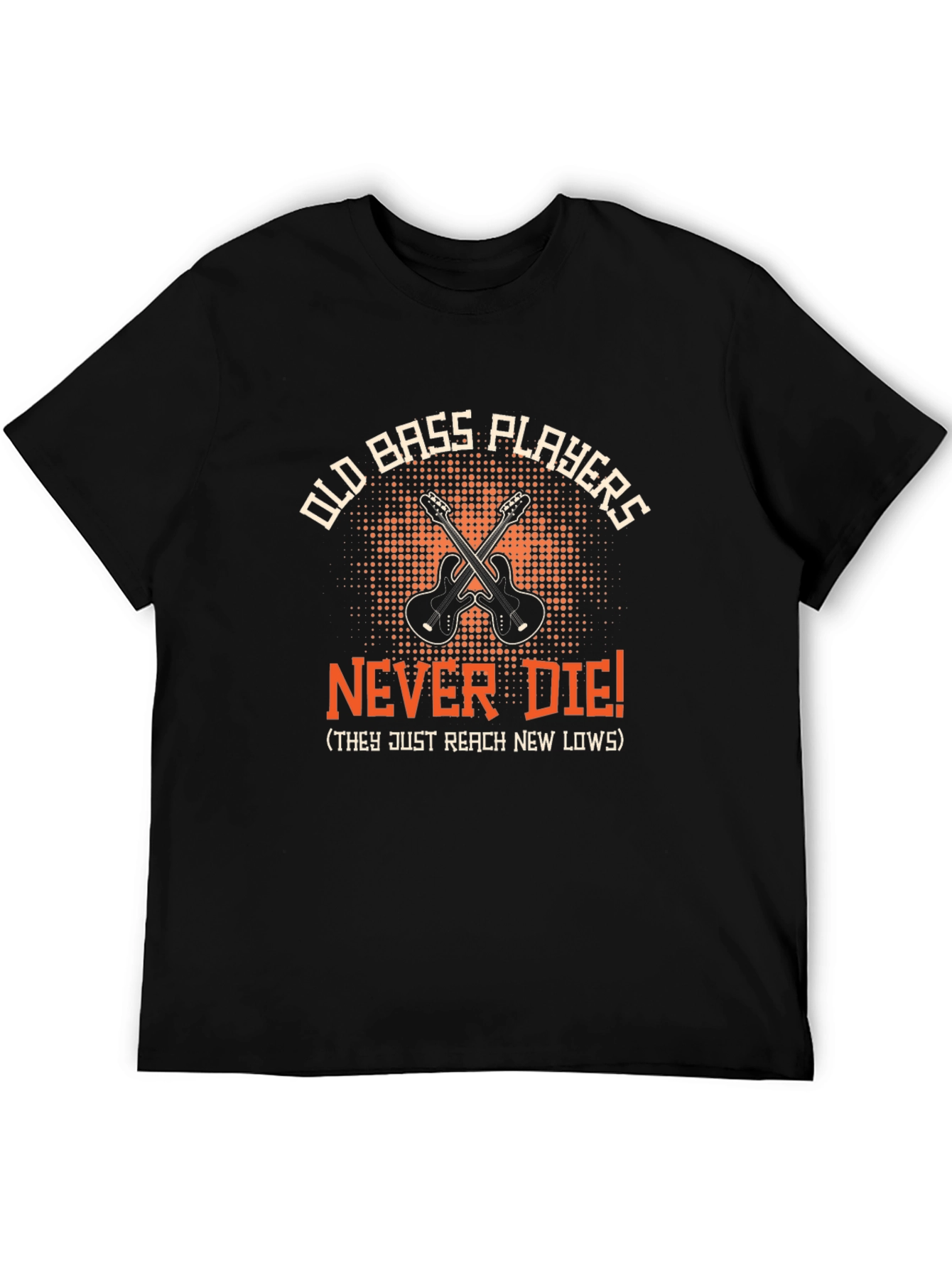 Black Old Bass Players Never Die Funny Music T-Shirt view 5