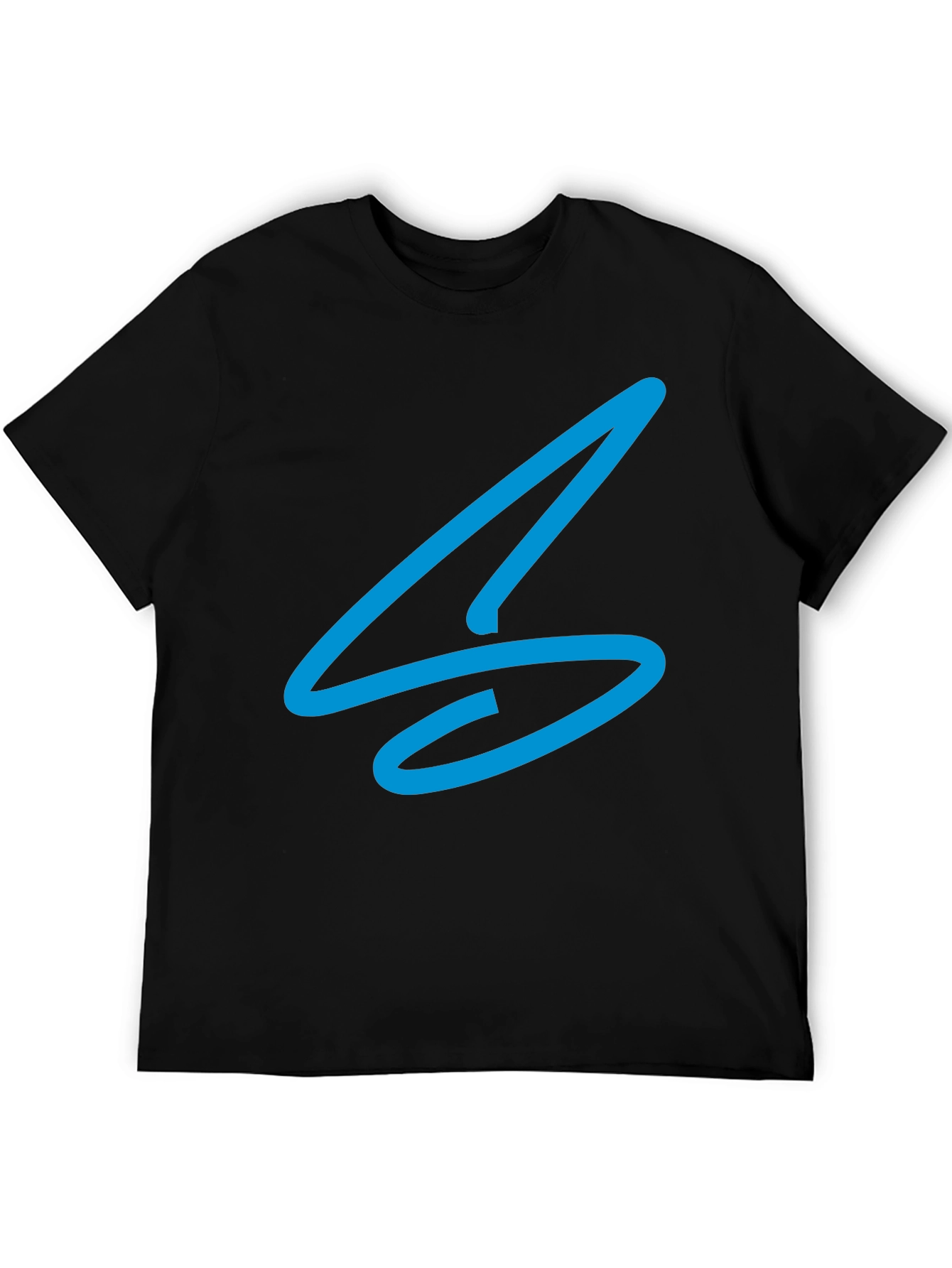 Black Modern Blue Graphic Tee - Men's Black T-Shirt view 5