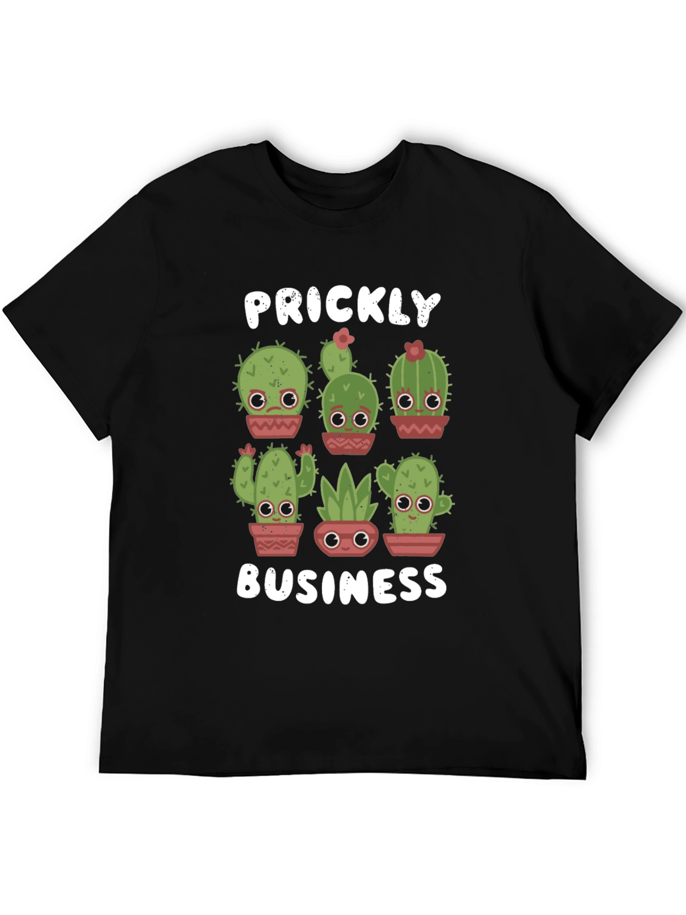 Black Prickly Business T-Shirt - Cute Cactus Design view 5